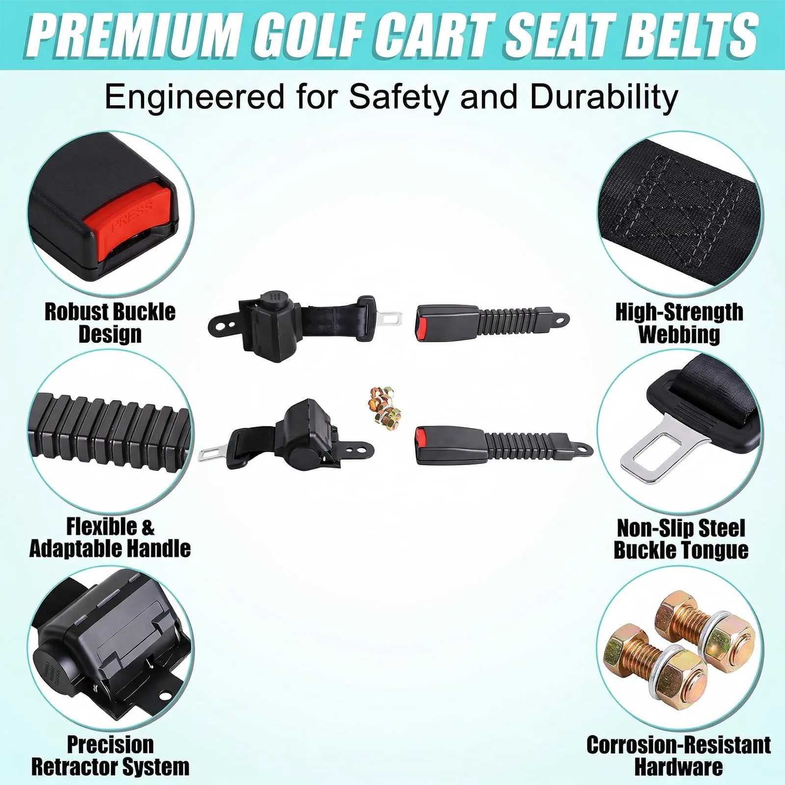 HOGUCAL Retractable Golf Cart Seat Belts, 40-Inch image 3