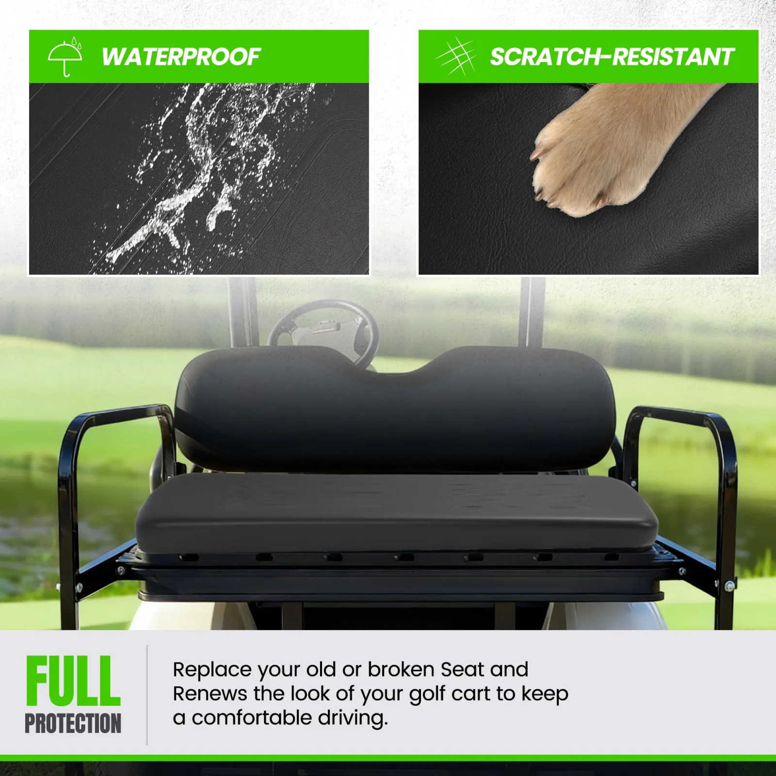 ECOTRIC Rear Seat Cushion for Club Car DS | LYCP-300-BK image 3