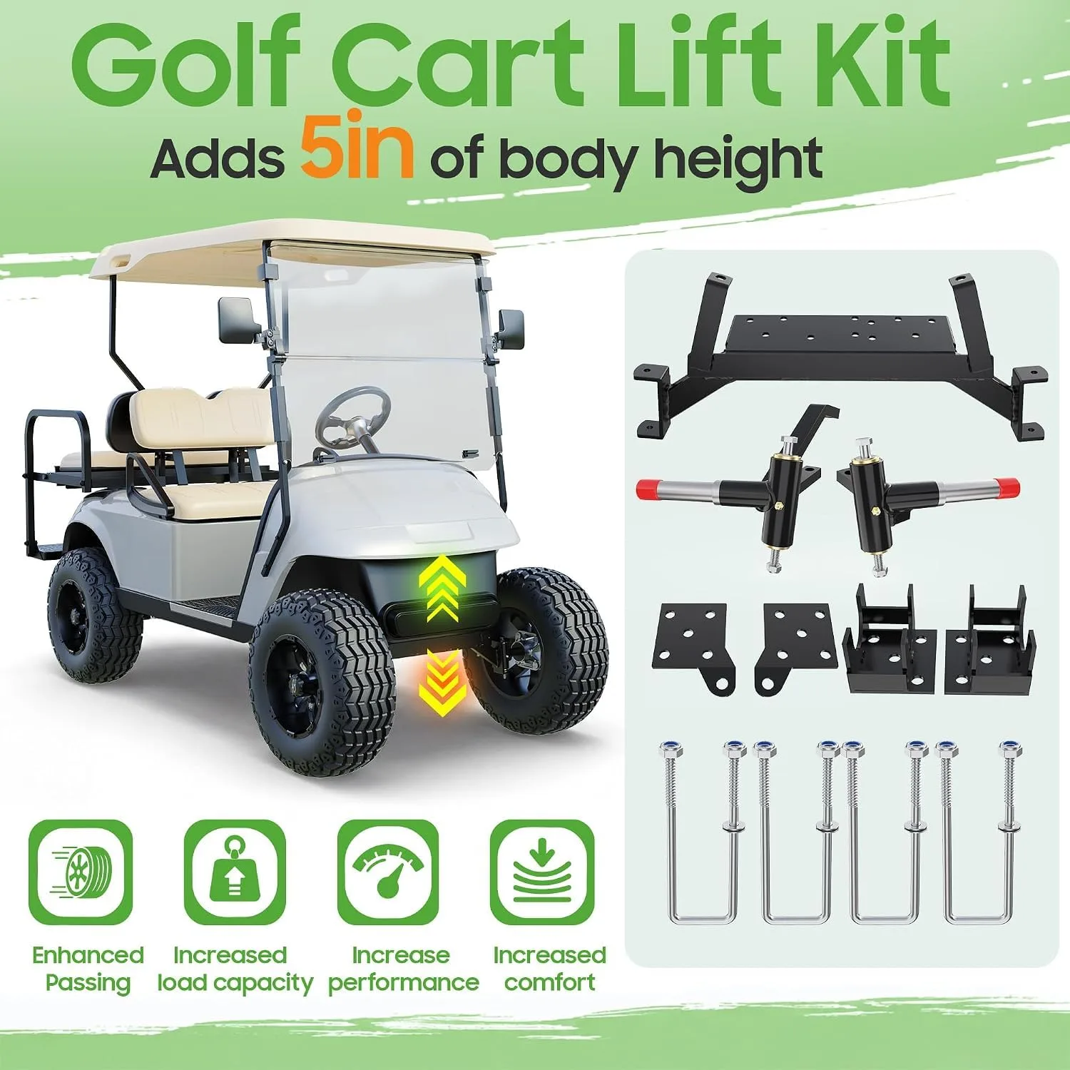 10L0L 5-Inch Lift Kit for E-Z-G-O TXT Electric Golf Carts image 2