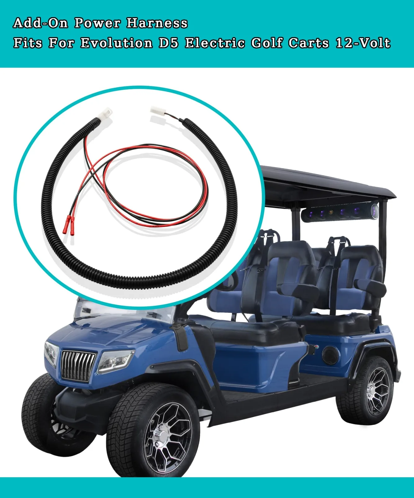 DYYYYD XFK32 12V Power Harness for Evolution D5 Golf Carts image 2