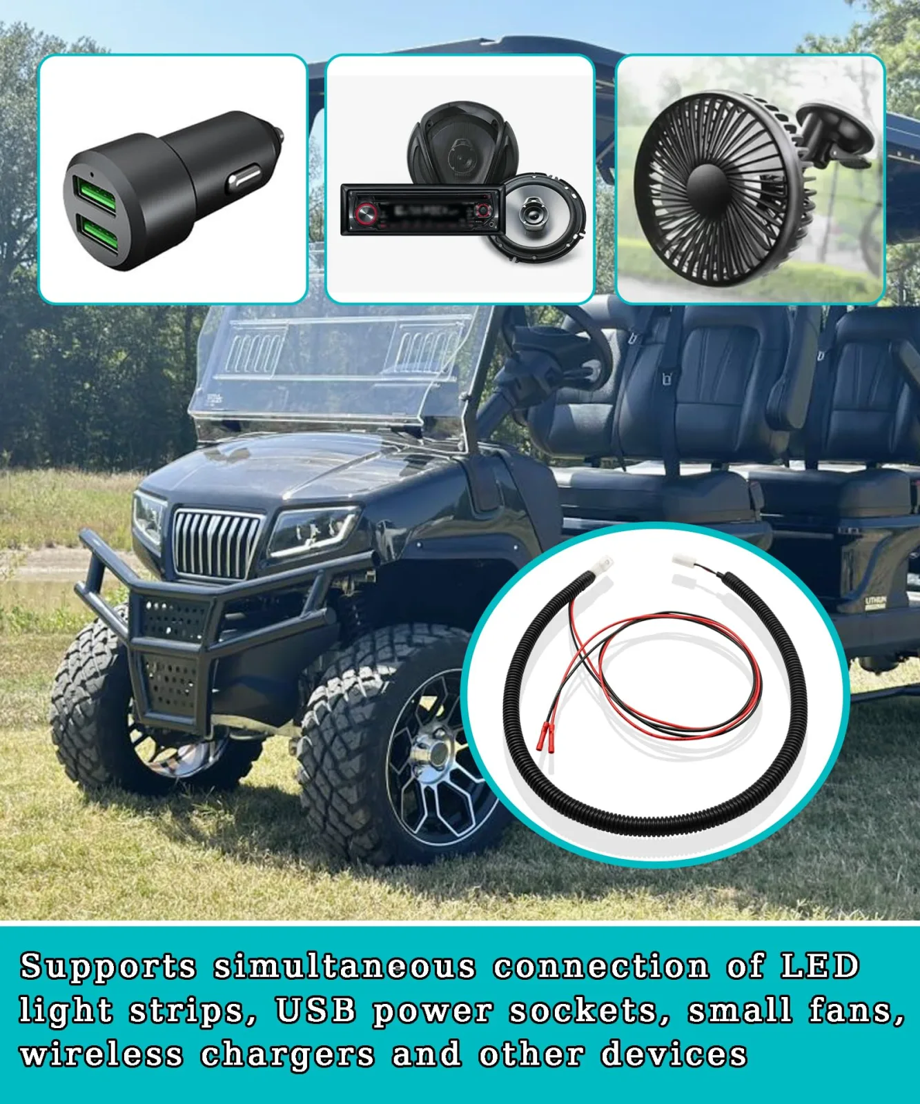 DYYYYD XFK32 12V Power Harness for Evolution D5 Golf Carts image 4