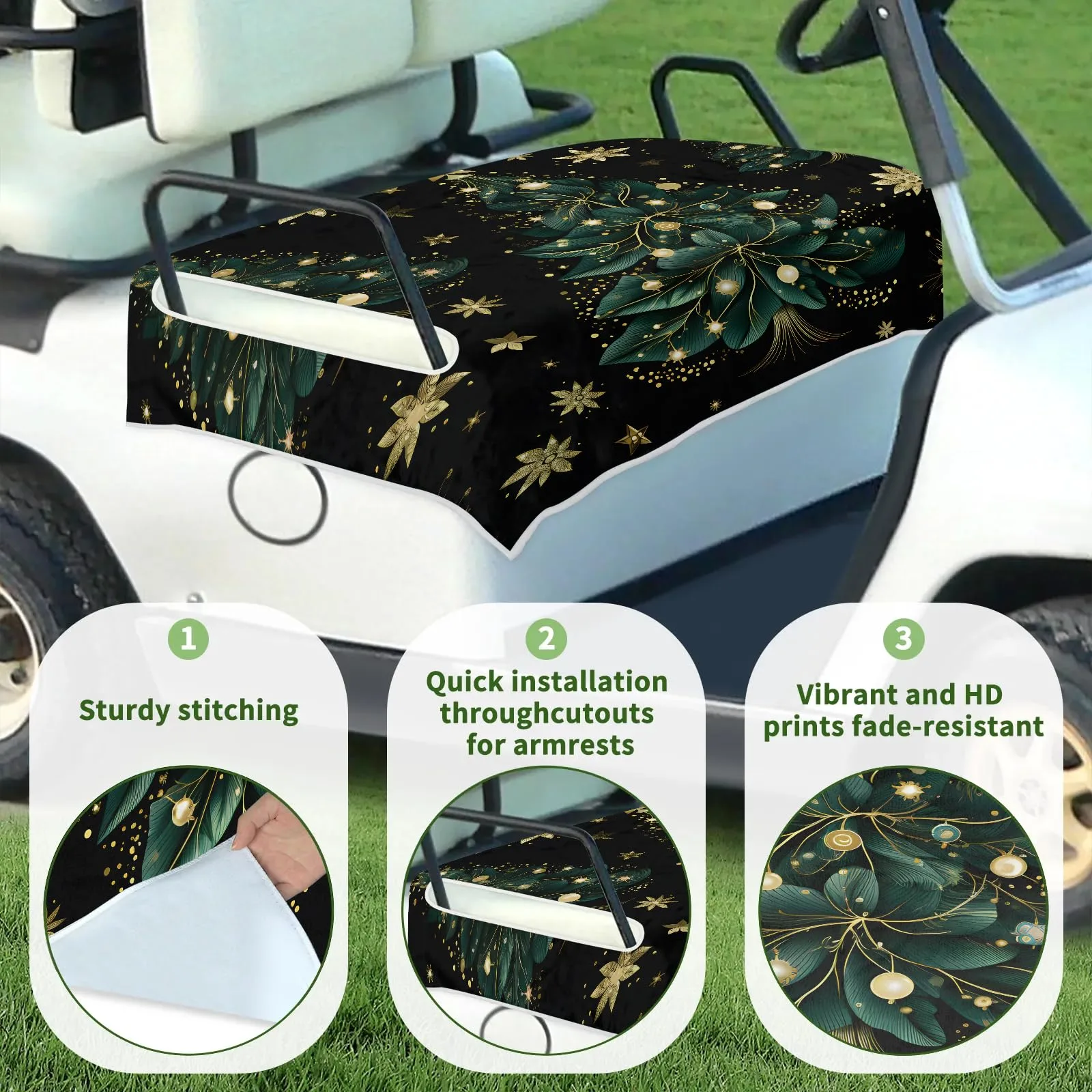 Tiveruda Christmas Tree Snowflake Golf Cart Seat Cover image 3