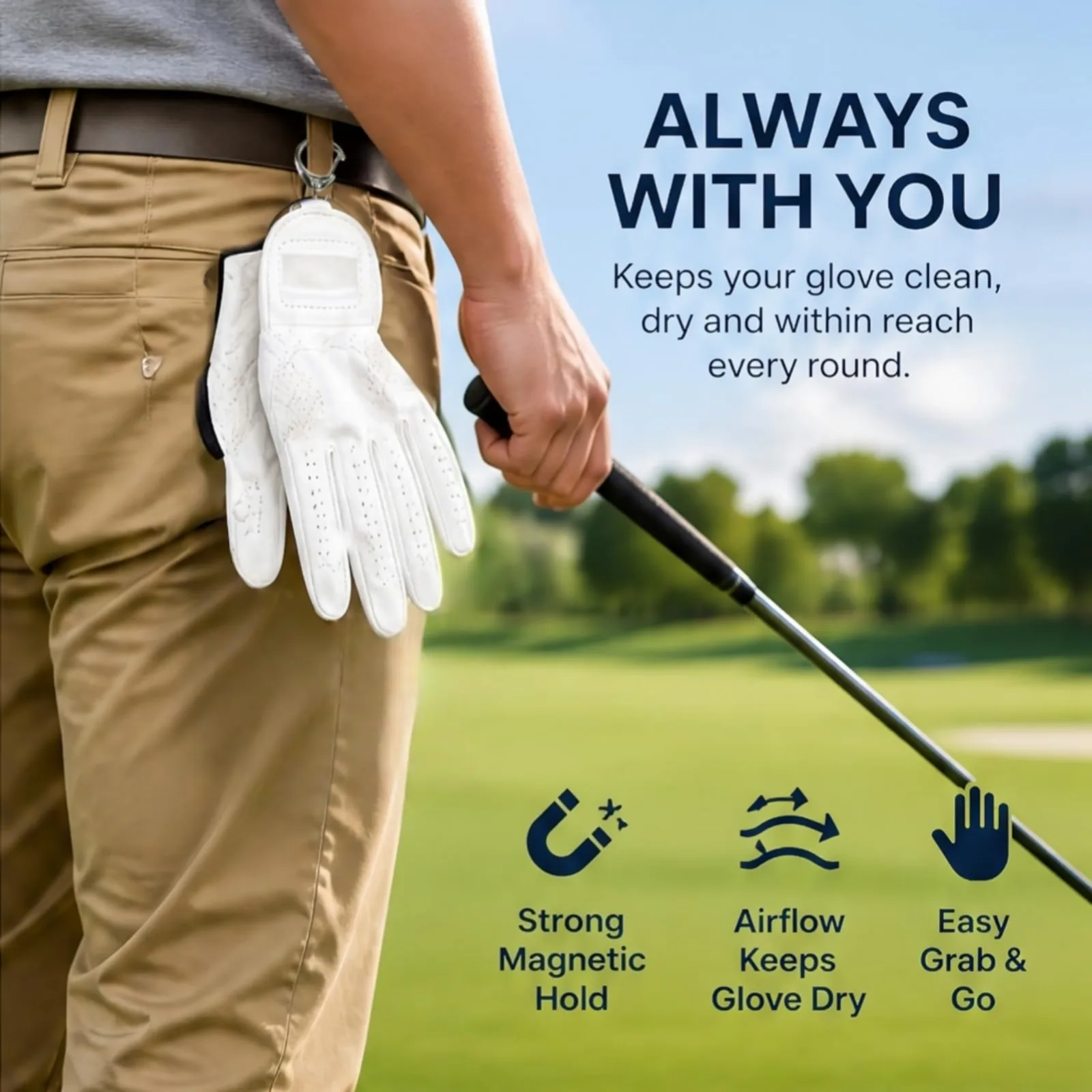 Blue Magnetic Golf Glove Holder for Golf Carts and Bags image 3