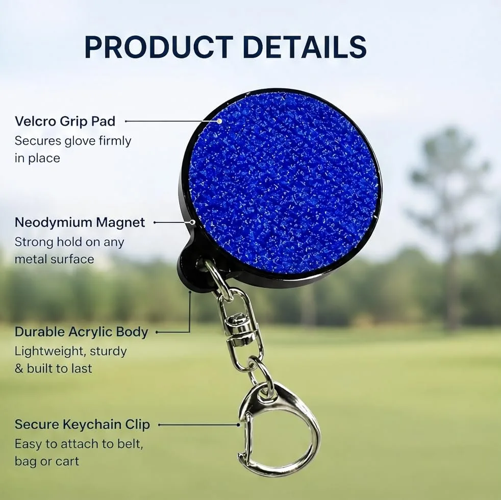 Blue Magnetic Golf Glove Holder for Golf Carts and Bags image 4