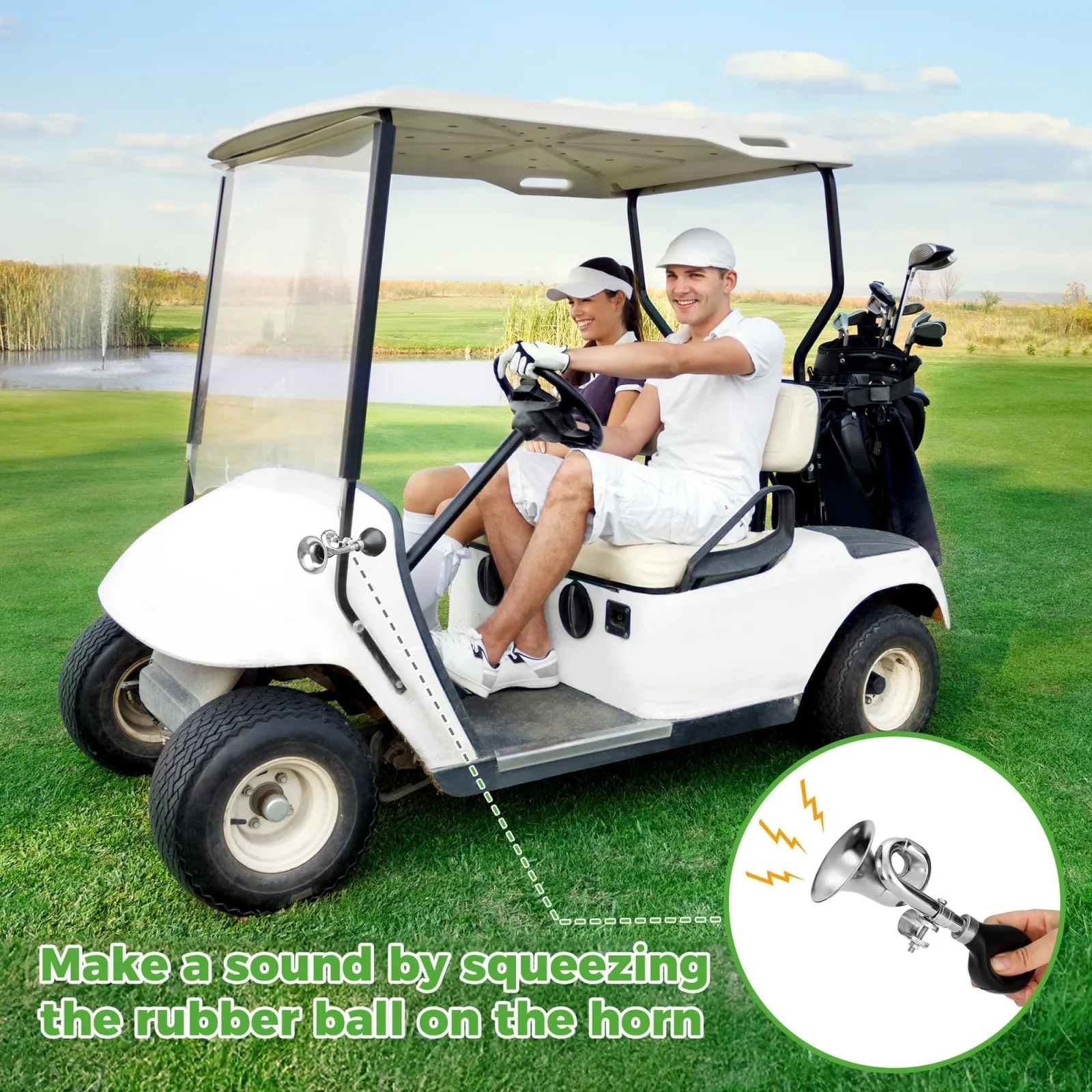 10L0L QH-F29 Retro Golf Cart Squeeze Horn image 2