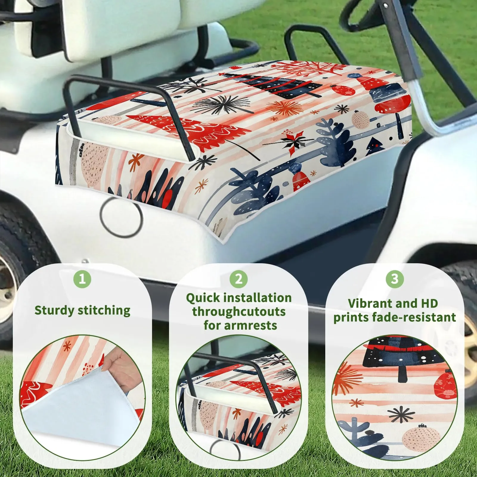Tiveruda Christmas Tree Golf Cart Seat Cover 51 x 31 in image 3