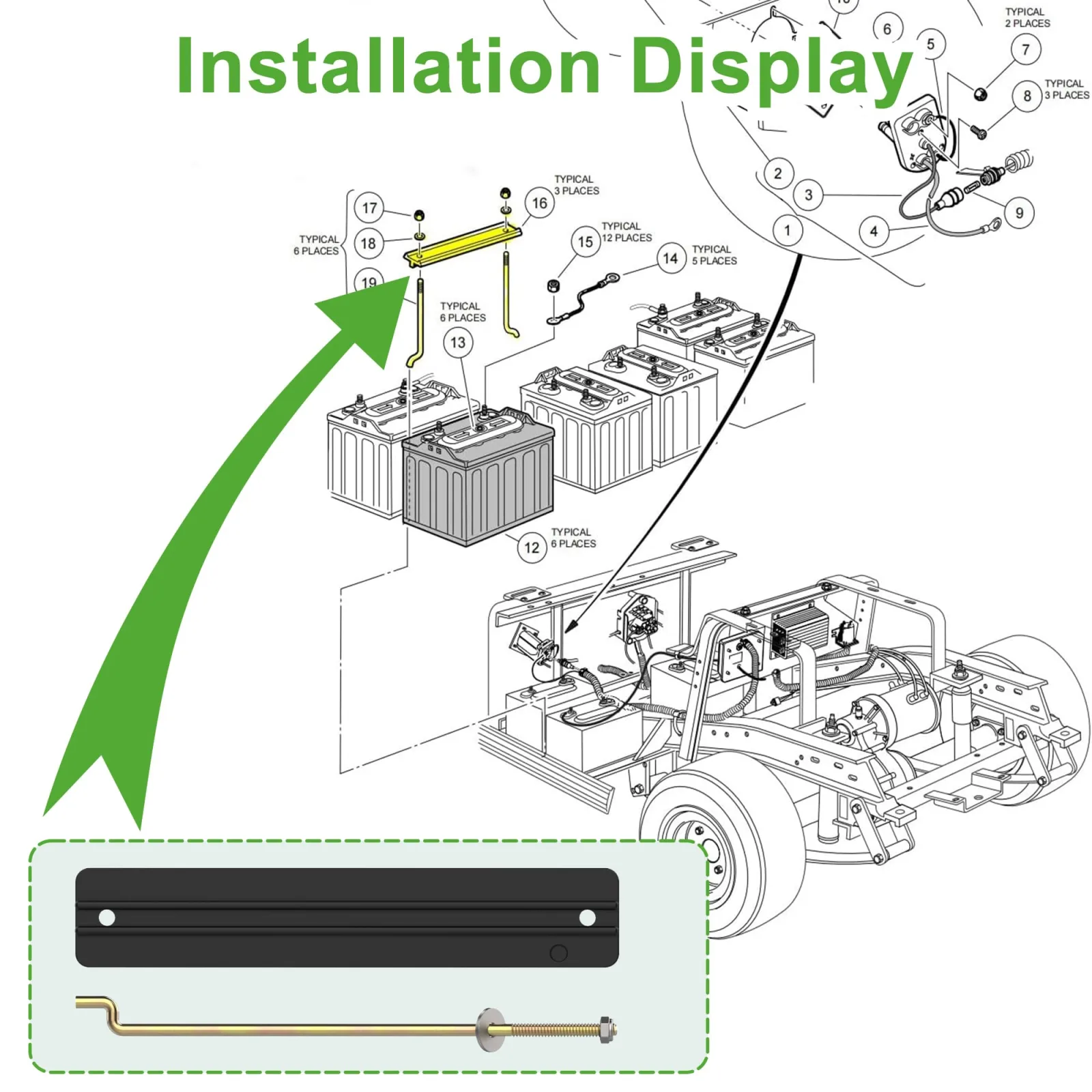 10L0L Battery Hold-Down Kit for Club Car DS & Carryall image 4