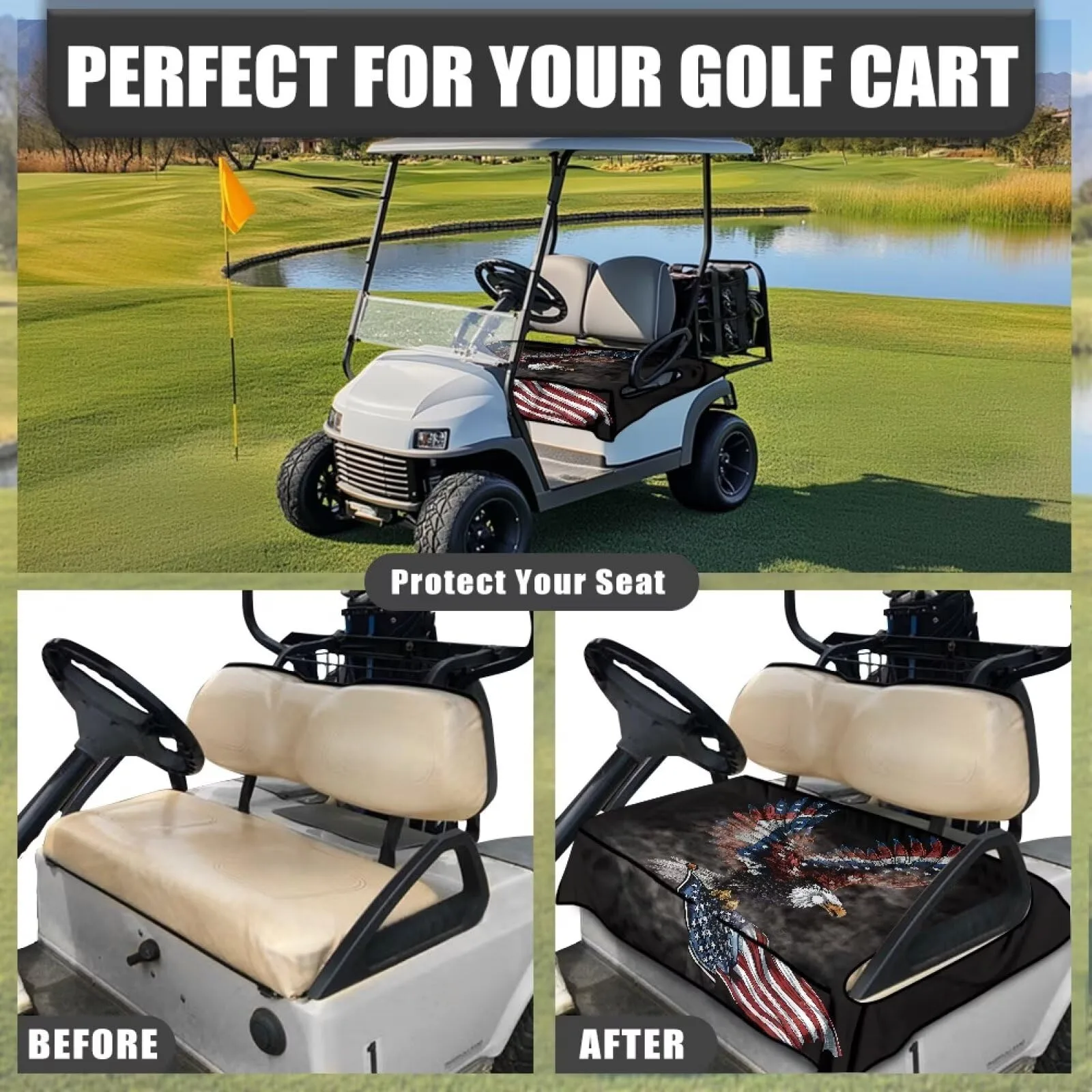 Generic Golf Cart Front Seat Cover with 4 Pockets image 4