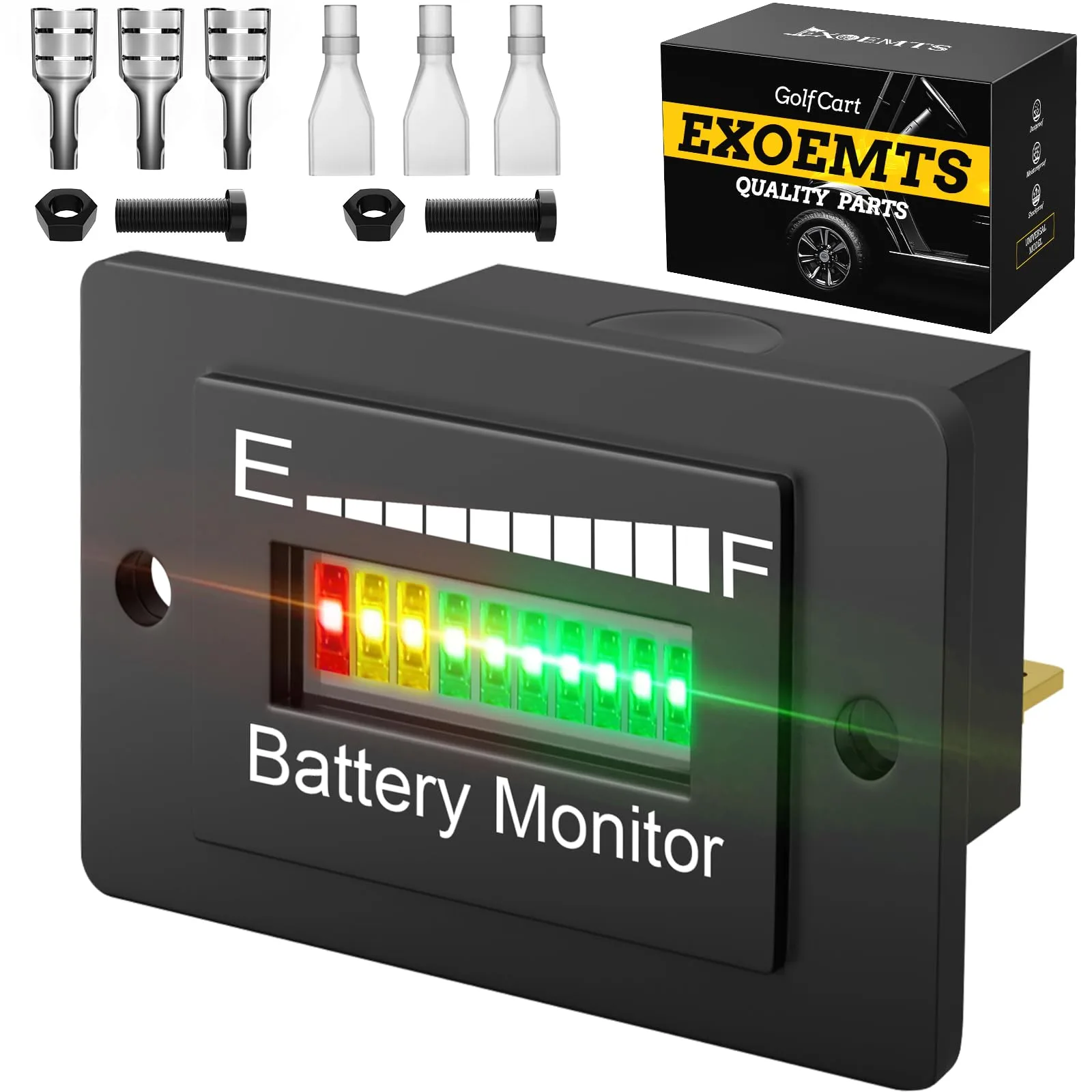 EXOEMTS BM210 LED Golf Cart Battery Level Monitor (12–72V)