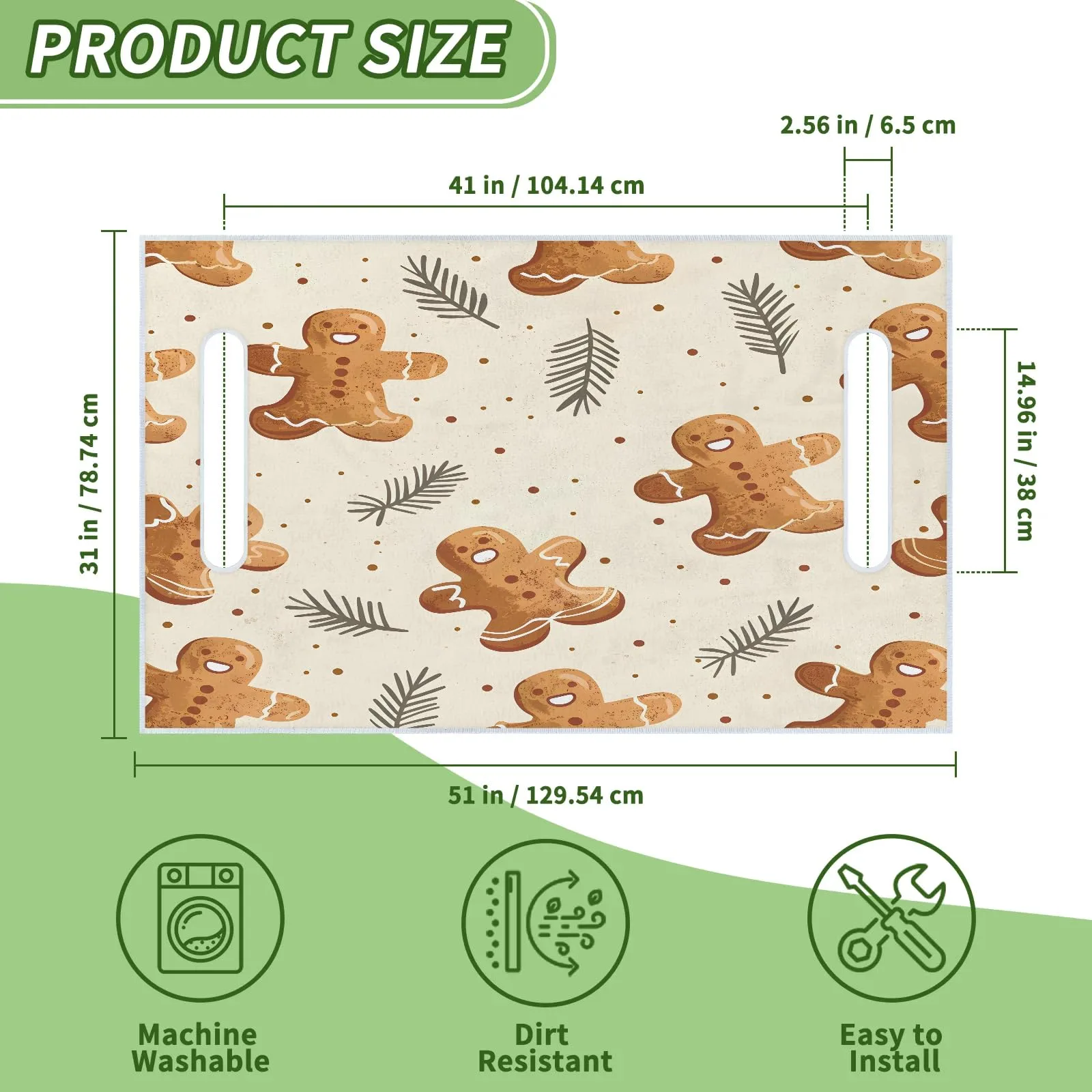 Tiveruda Gingerbread Golf Cart Seat Cover, 51 x 31 in image 2