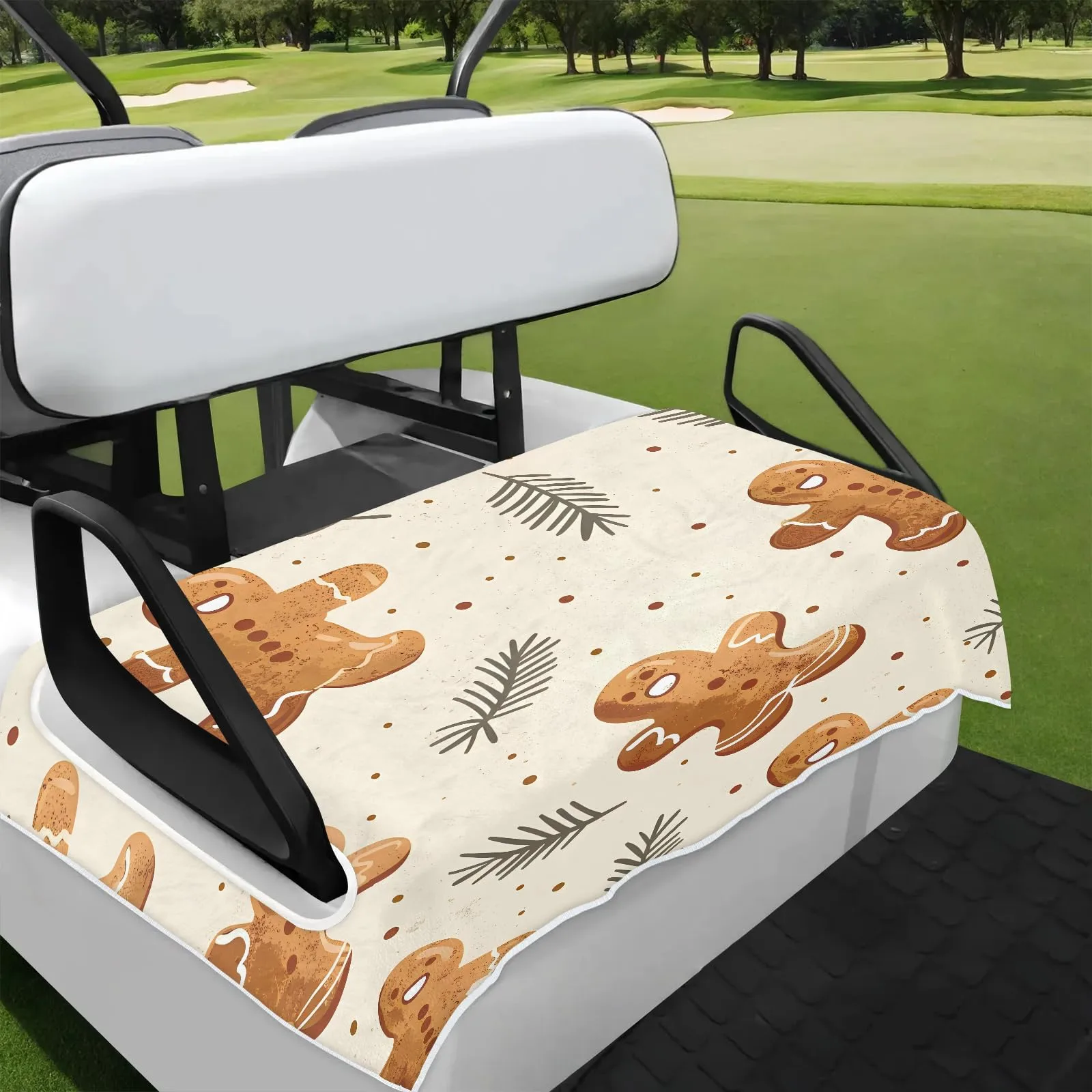 Tiveruda Gingerbread Golf Cart Seat Cover, 51 x 31 in