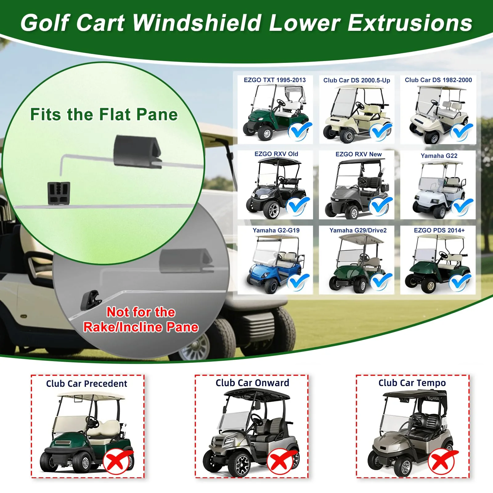 Cartalia WBCR797 Golf Cart Windshield Bottom Clips image 2