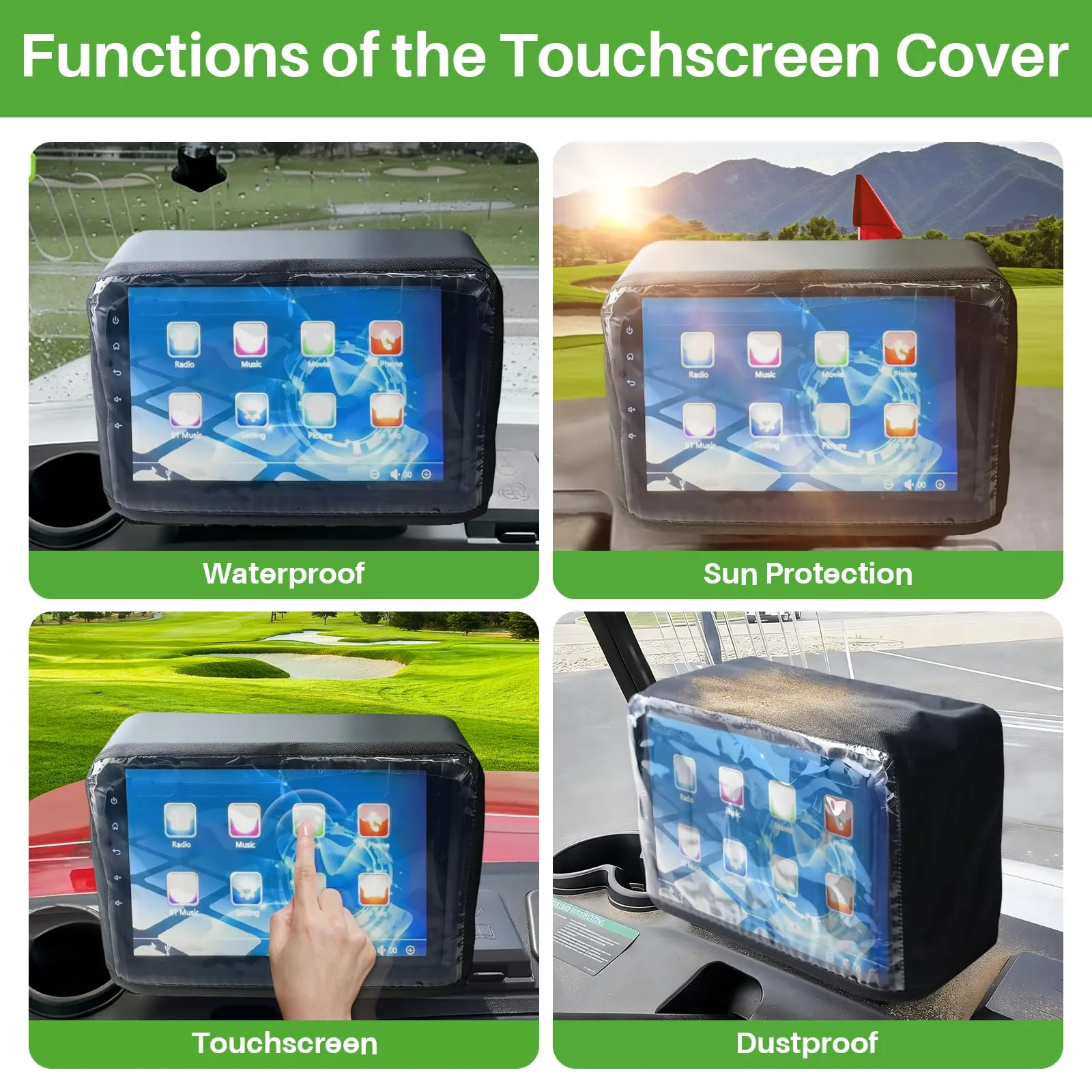 XINSTCO Waterproof Touchscreen Cover for Golf Carts image 3
