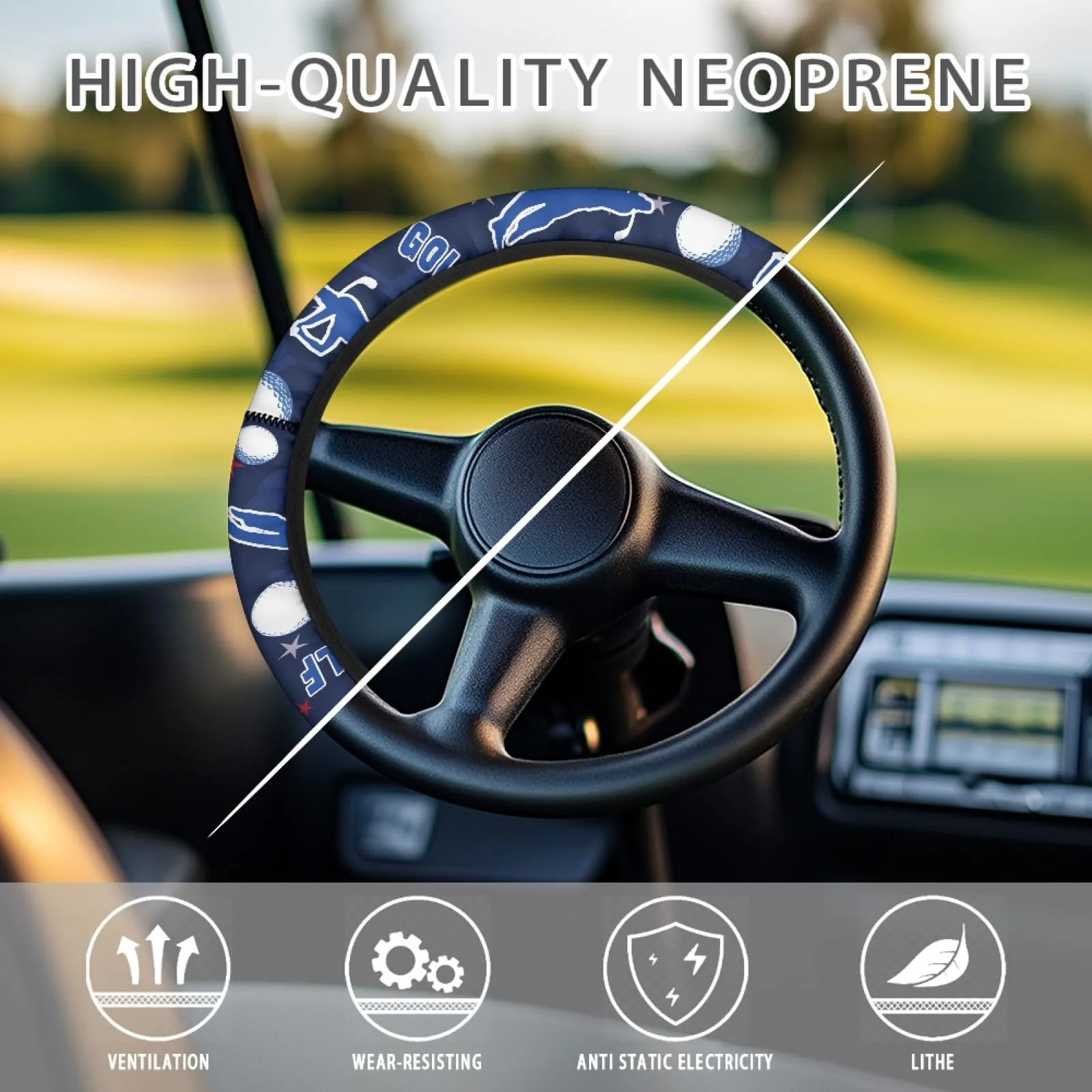 INSTANTARTS Golf Cart Steering Wheel Cover 13-14 Inch image 4
