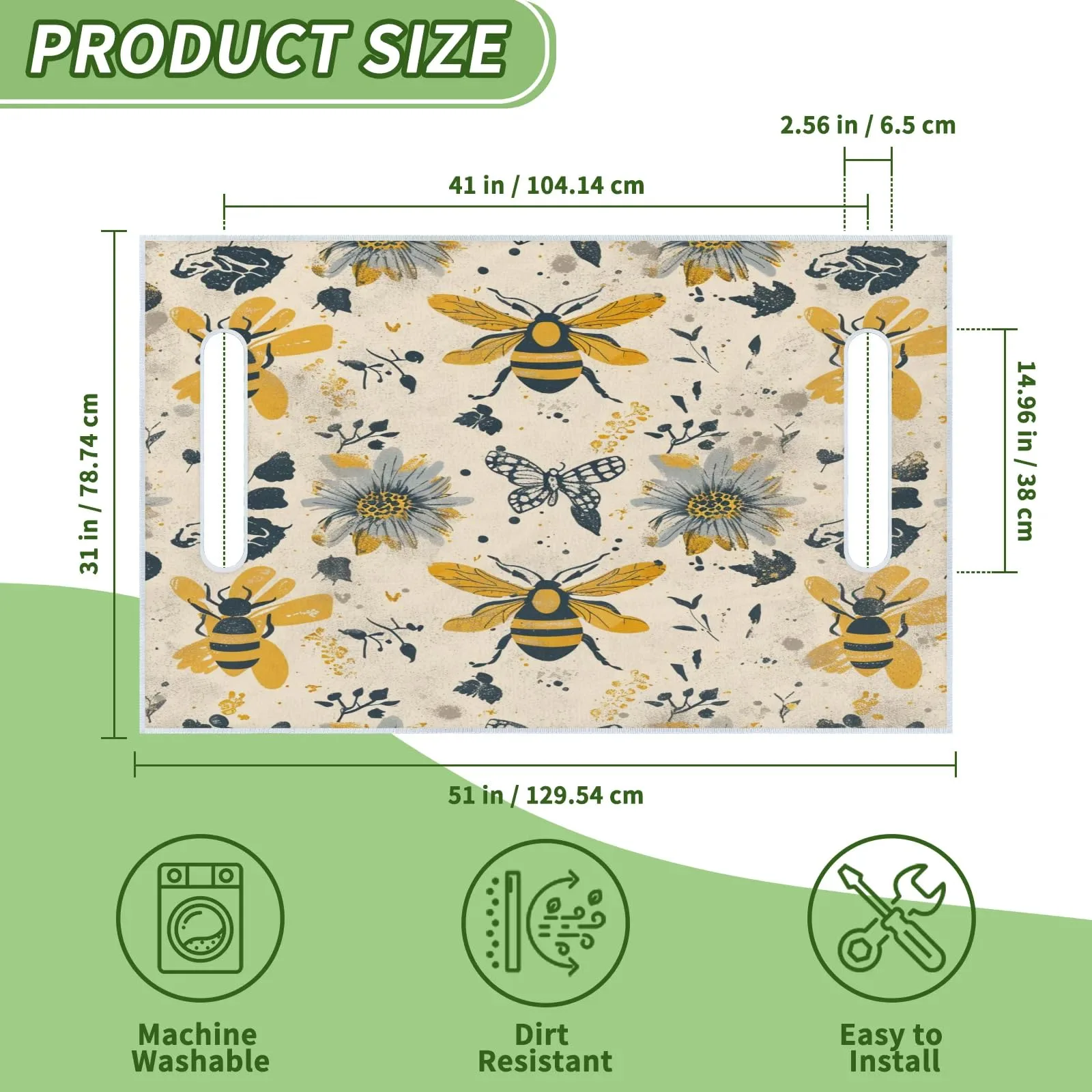 Tiveruda Vintage Bee Flower Golf Cart Seat Cover image 2