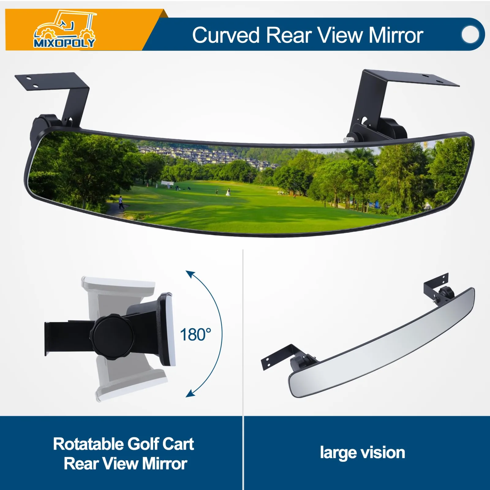 Mixopoly 16.5-Inch Panoramic Golf Cart Rear View Mirror image 2