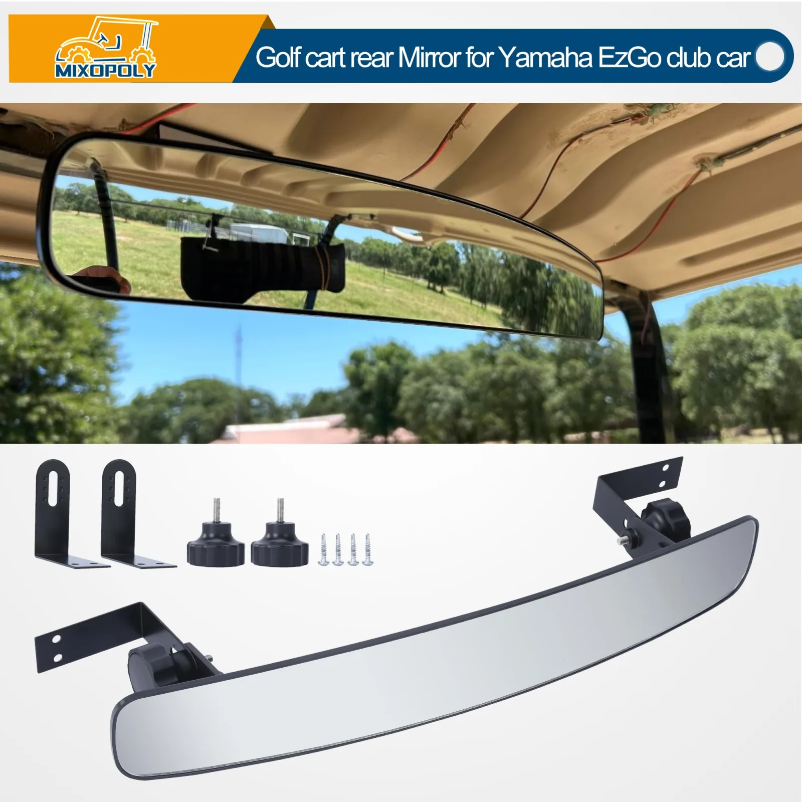 Mixopoly 16.5-Inch Panoramic Golf Cart Rear View Mirror image 3