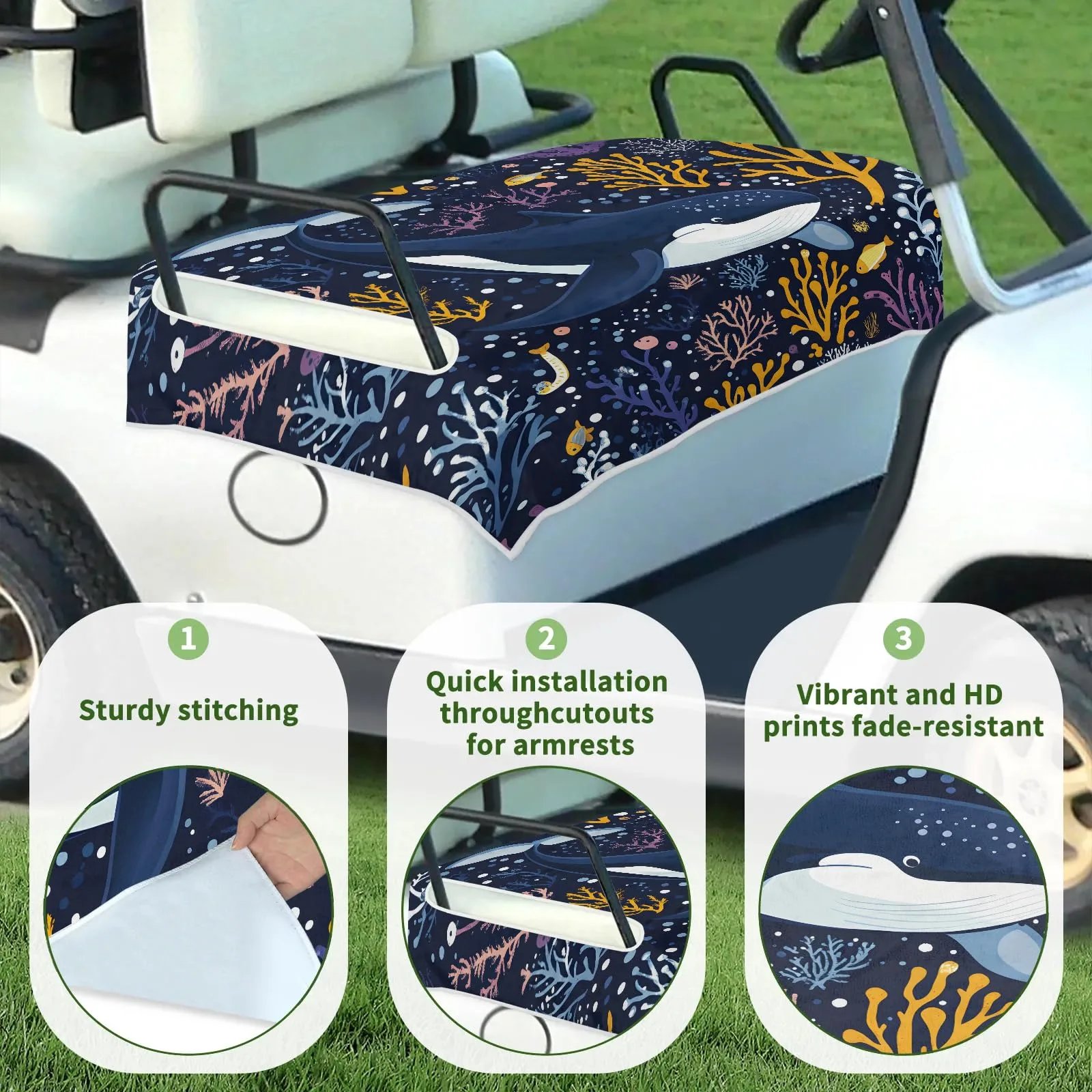 Tiveruda Ocean Purple Sharks Golf Cart Seat Cover image 3