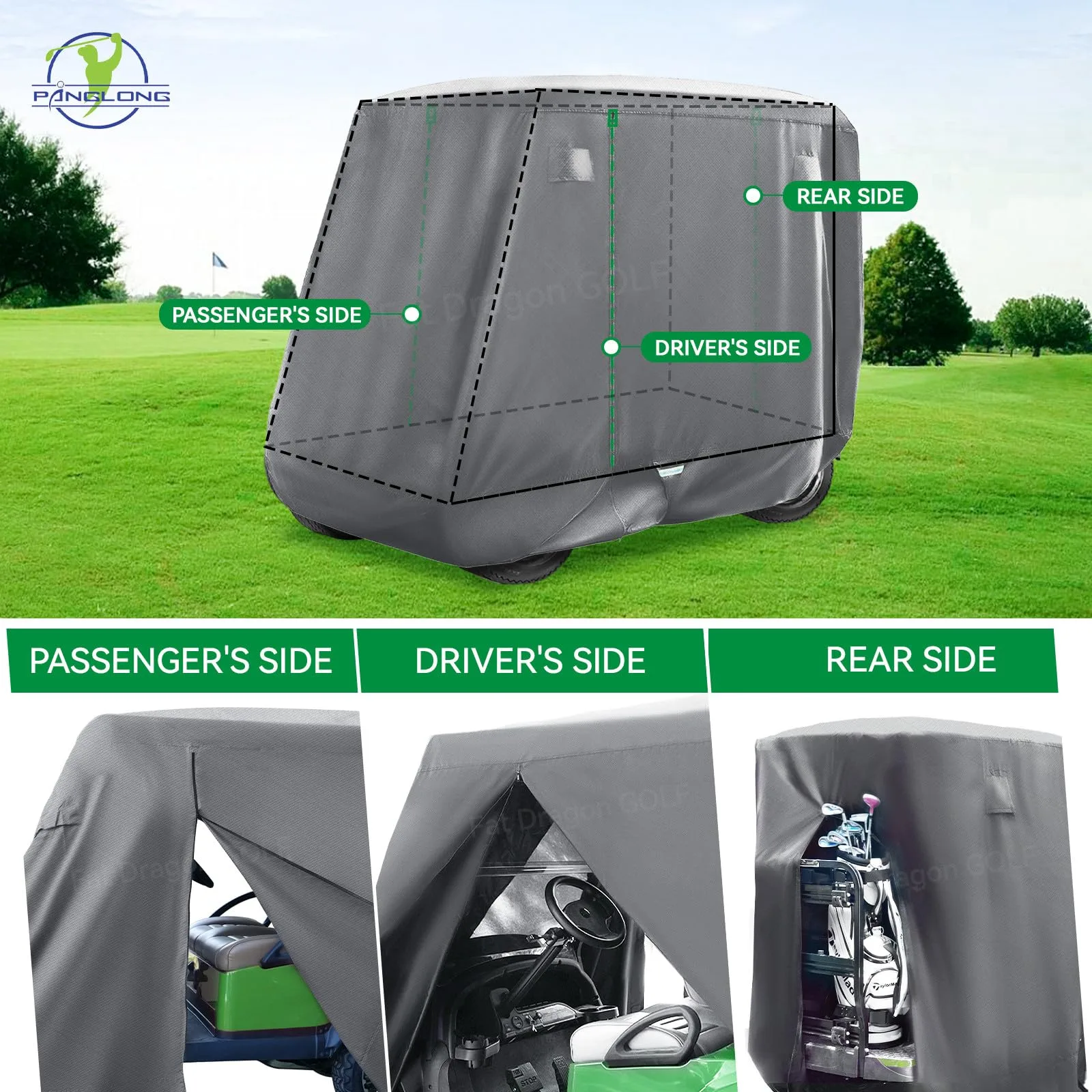 Panglong Waterproof Golf Cart Cover for 2/4-Seat Carts image 4