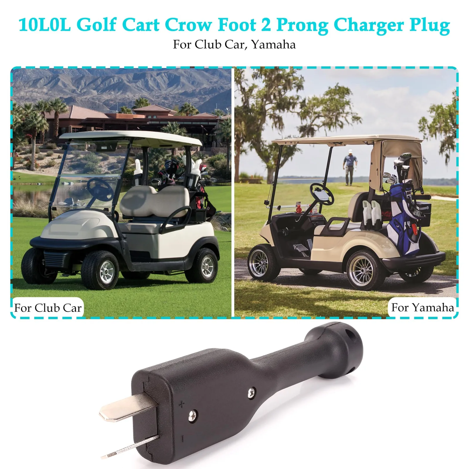 10L0L 36V 2-Prong Crowfoot Golf Cart Charger Plug image 3