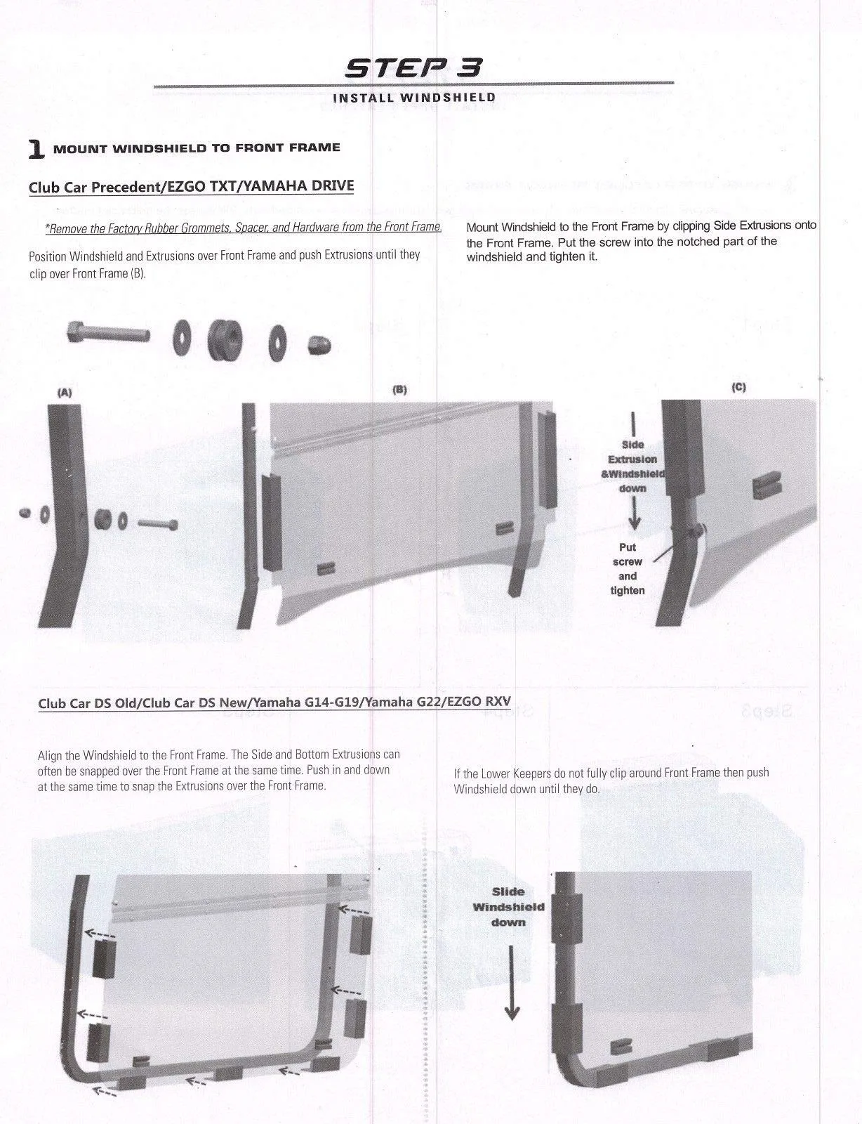 3G Tinted Folding Windshield for E-Z-GO RXV 2008+ image 4