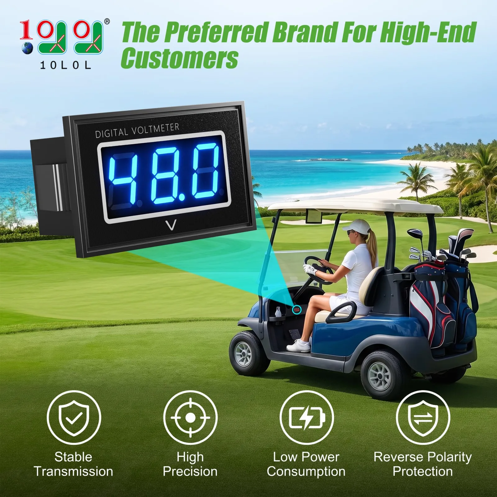 10L0L F64 Digital Golf Cart Voltage Meter image 2