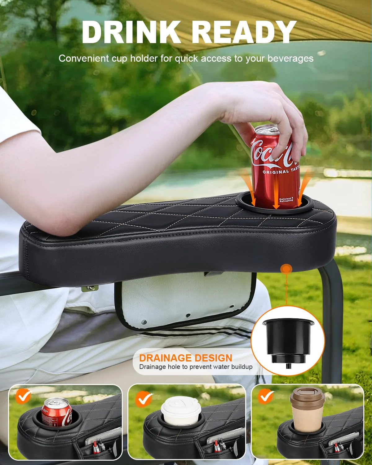 SKYJDM Golf Cart Armrest with Cup Holder ACBR0321 image 3