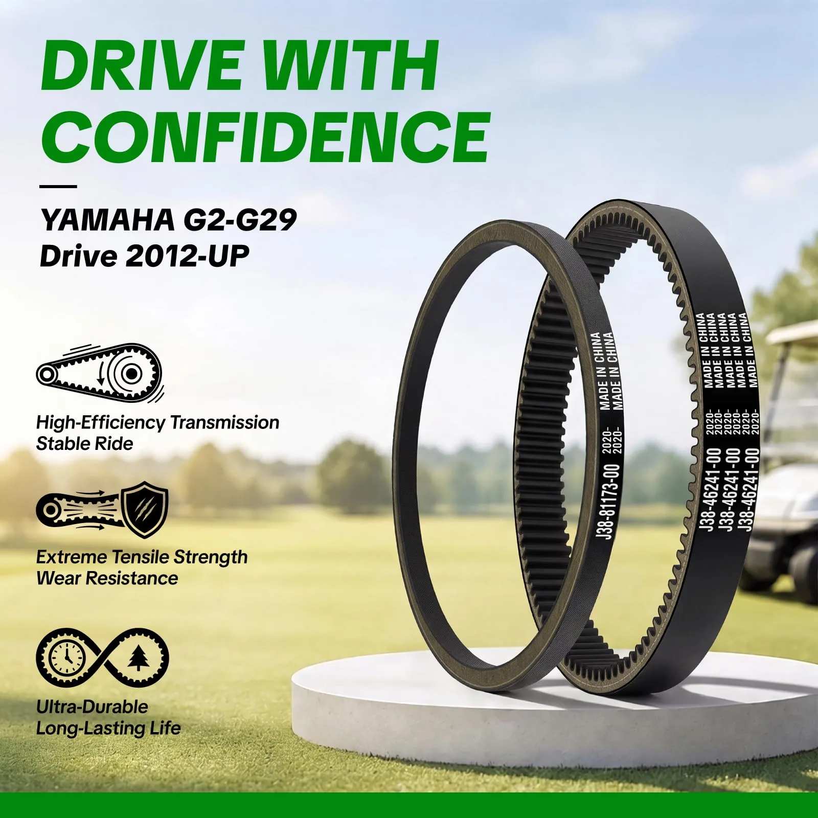 HIPIGOLF Yamaha Golf Cart Drive & Starter Generator Belt Kit image 4
