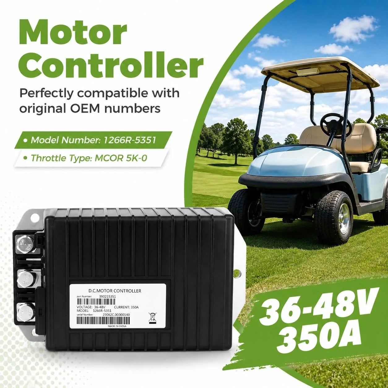 10L0L Motor Controller 1266R-5351 for Club Car DS & Precedent image 3