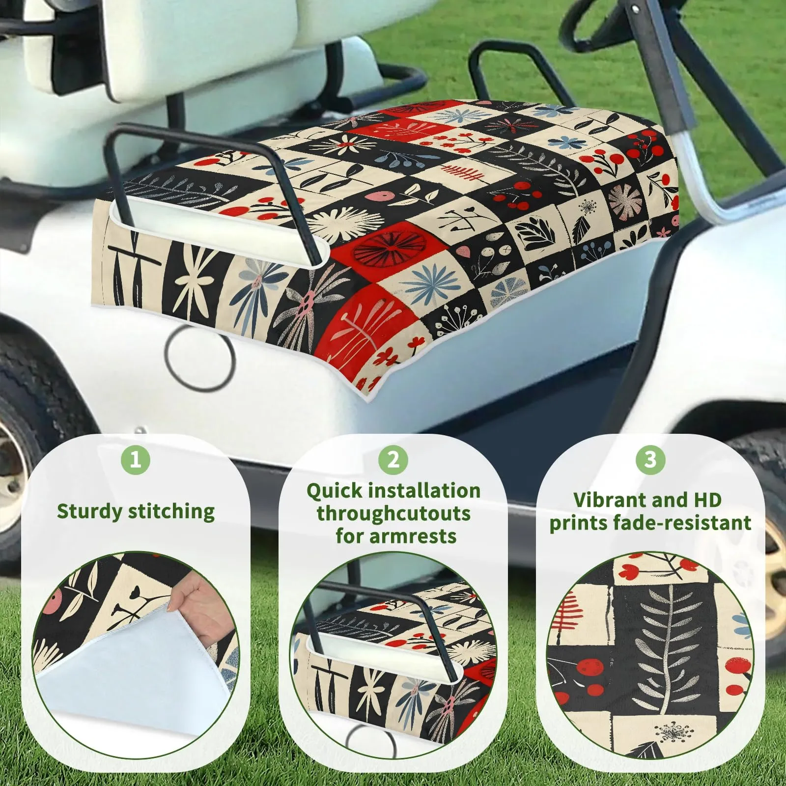 Tiveruda Christmas Checked Golf Cart Seat Cover image 3