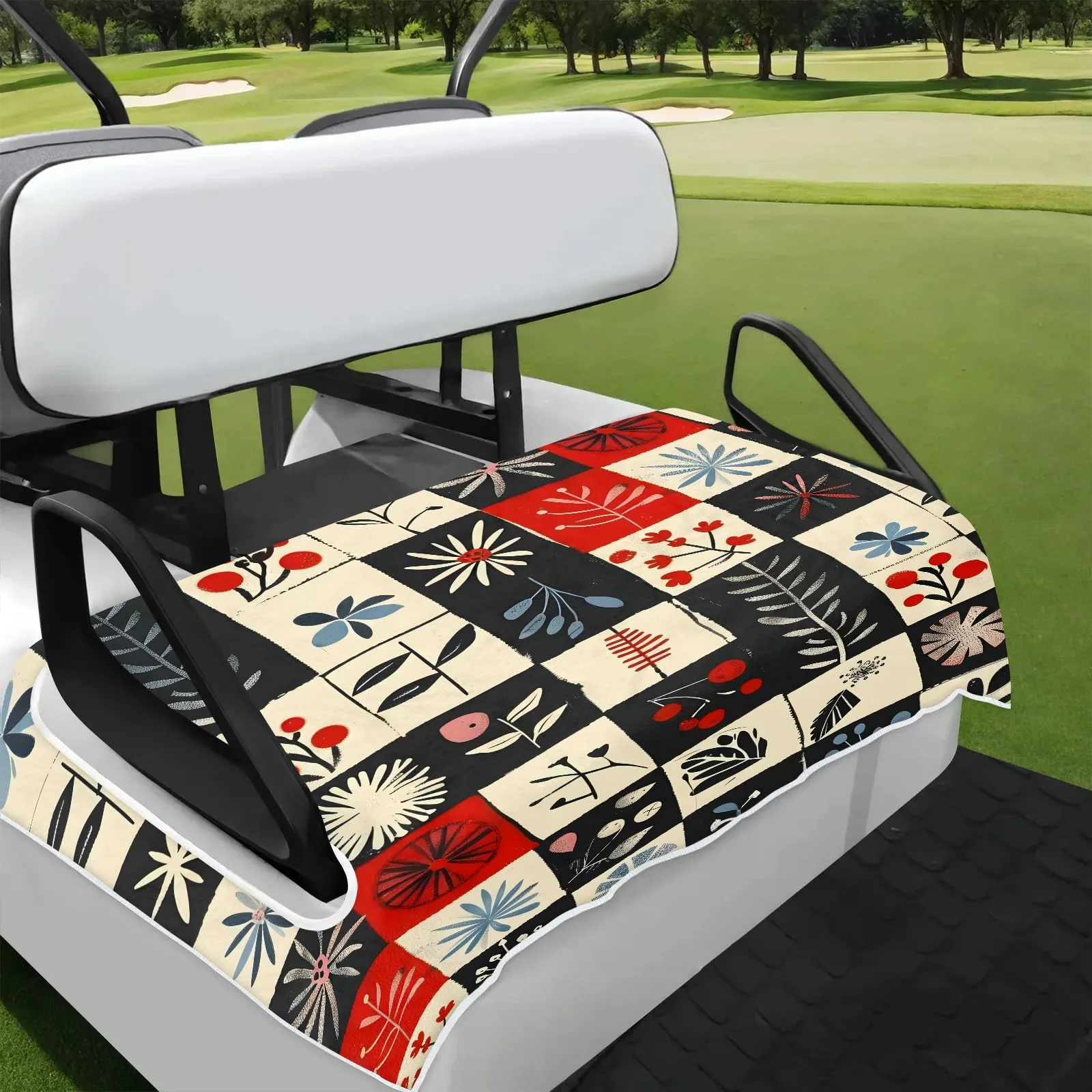 Tiveruda Christmas Checked Golf Cart Seat Cover