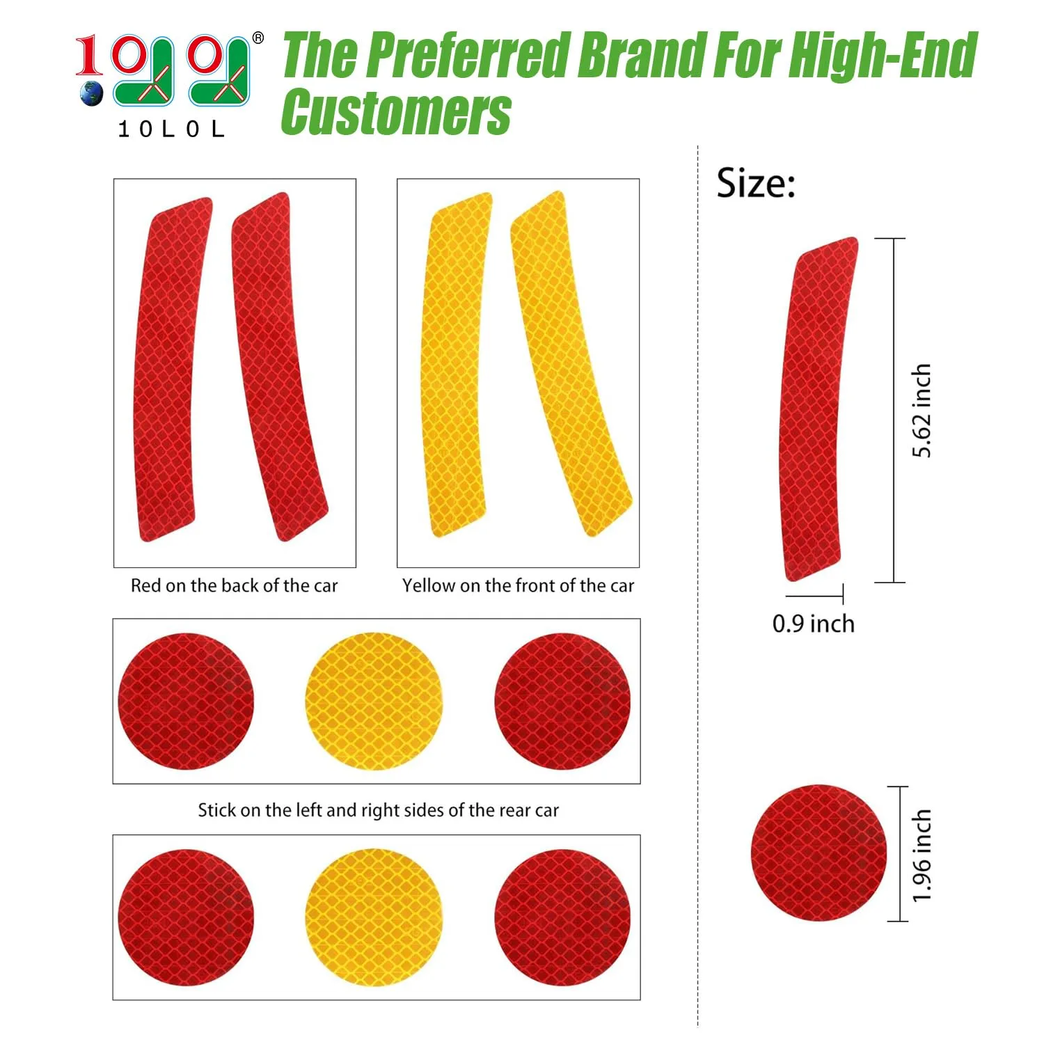 10L0L F82 Reflective Round & Strip Sticker Decals — Red & Amber image 2