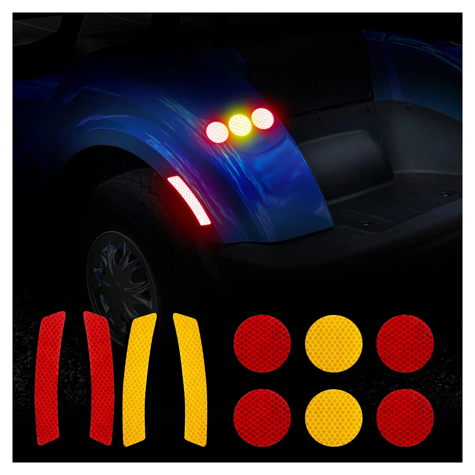 10L0L F82 Reflective Round & Strip Sticker Decals — Red & Amber image 4