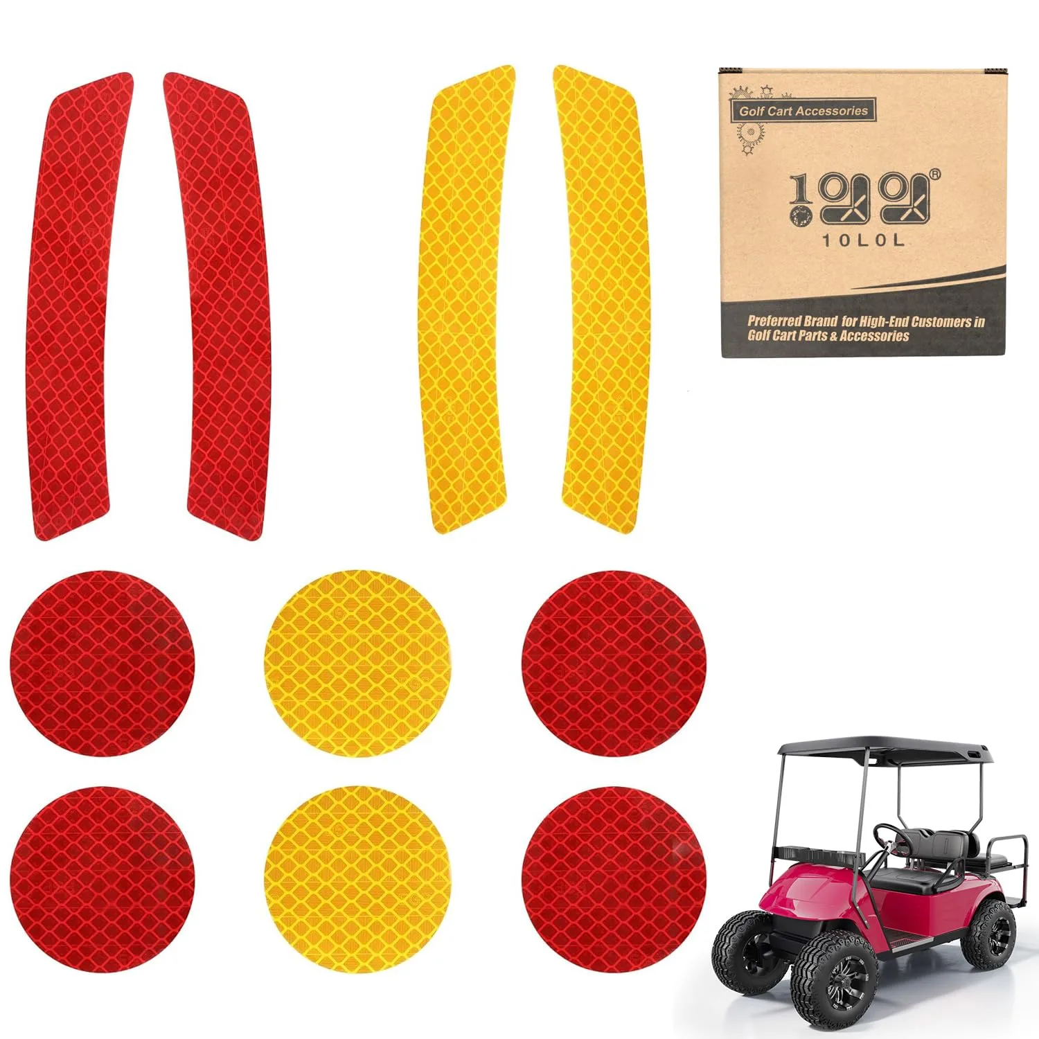 10L0L F82 Reflective Round & Strip Sticker Decals — Red & Amber