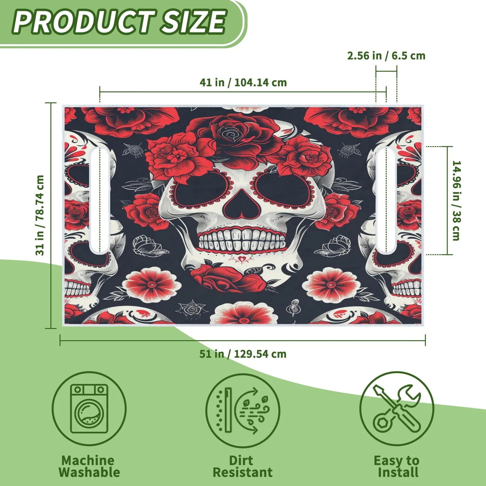 Tiveruda Flower Rose Skull Golf Cart Seat Cover image 2