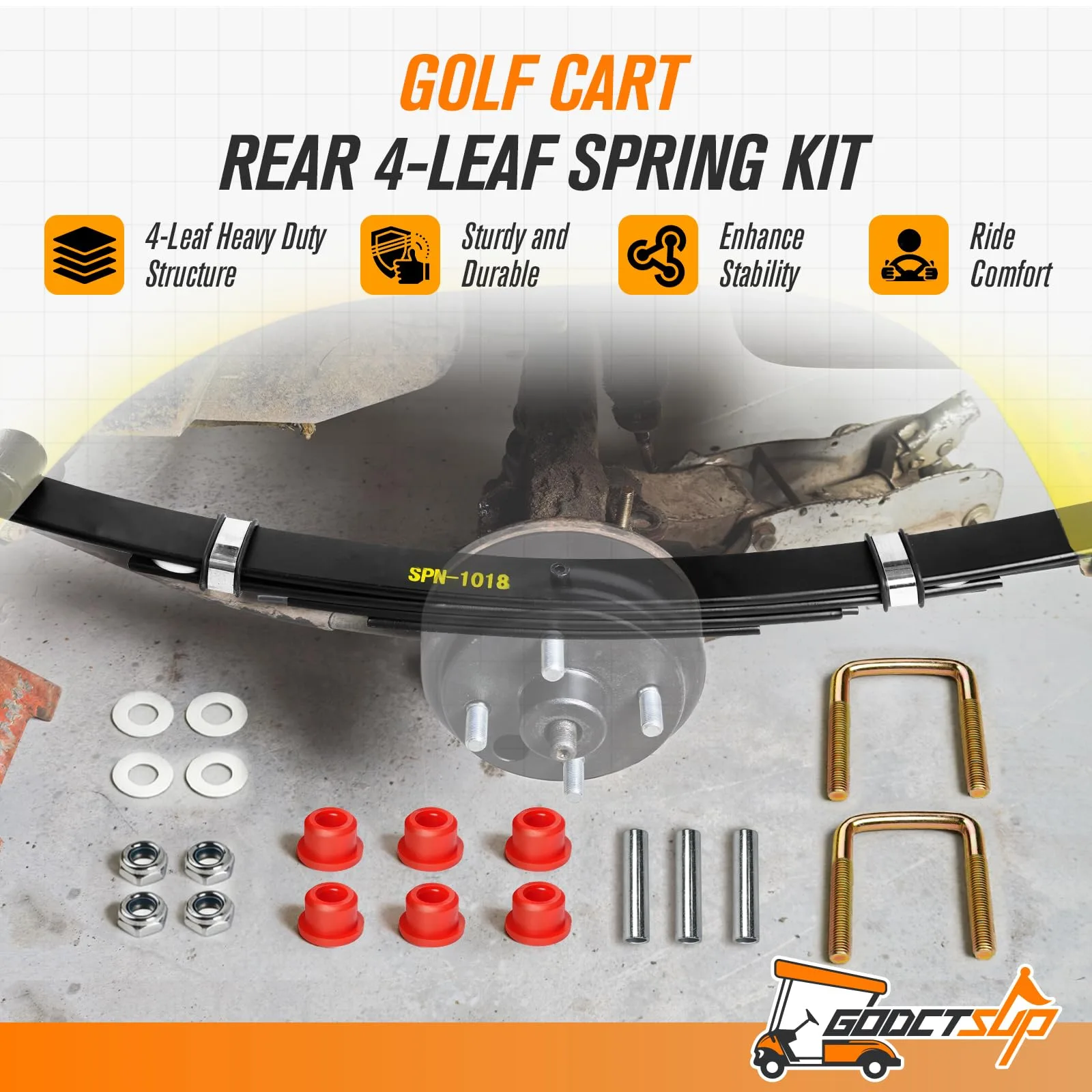 GODCTSUP E-Z-GO TXT Rear 4-Leaf Spring Kit image 2