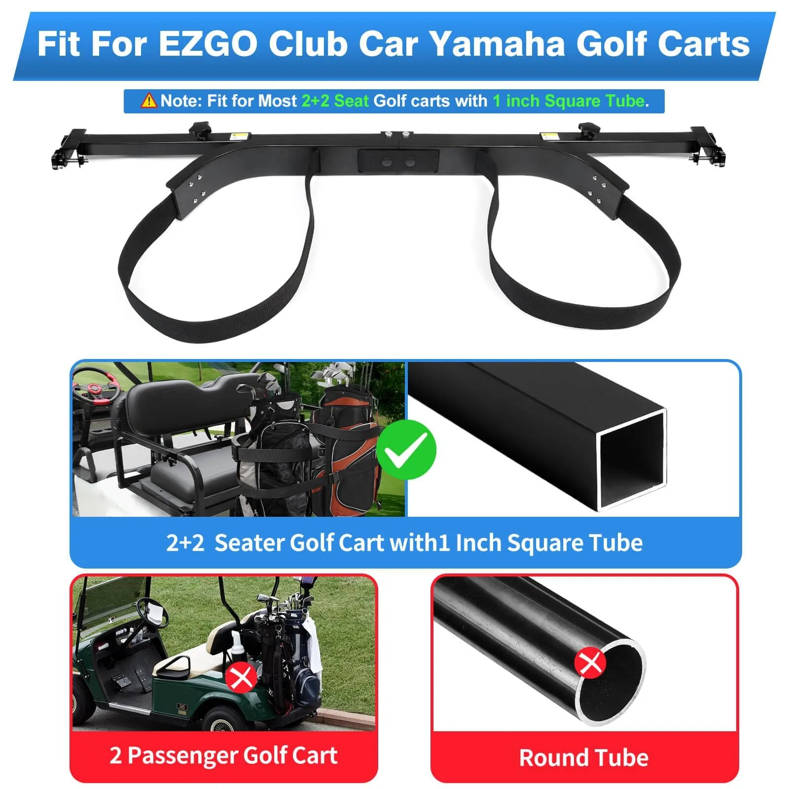 MOSNAI Golf Cart Bag Holder for 2+2 Rear Seats image 3