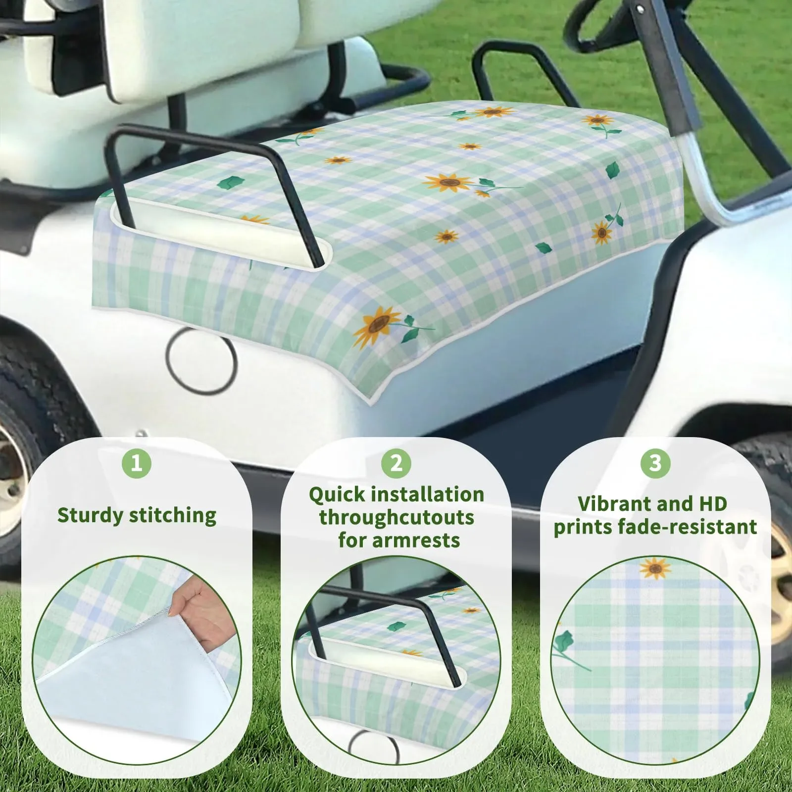 Tiveruda Golf Cart Seat Cover for Double Seats 51 x 31 in image 3