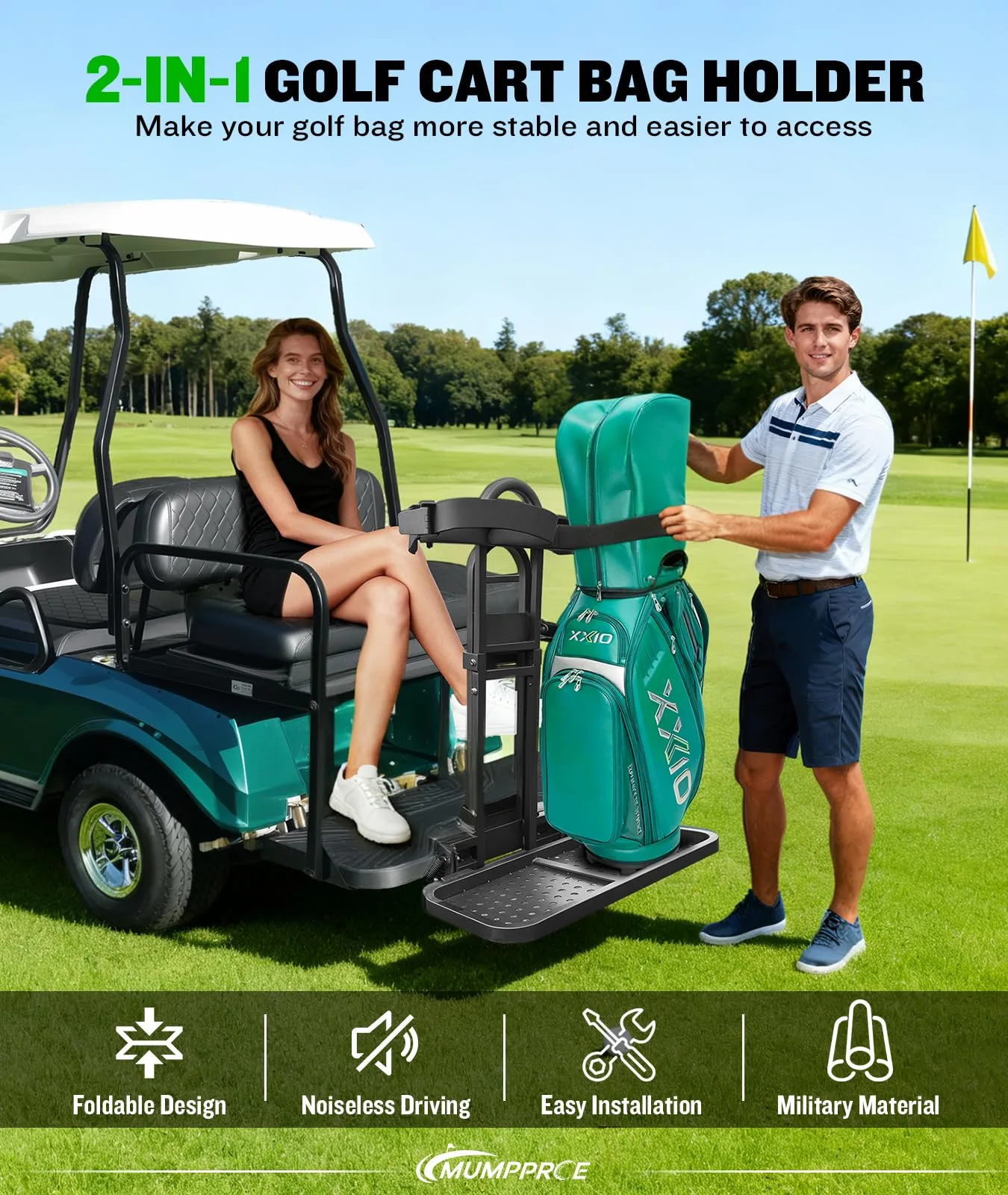 MUMPPRCE Golf Cart Foldable Rear Seat Bag Holder image 2