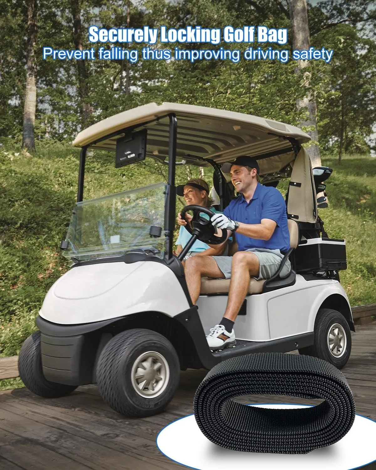 PWSLKO 78-Inch E-Z-GO Golf Cart Bag Rack Strap image 4