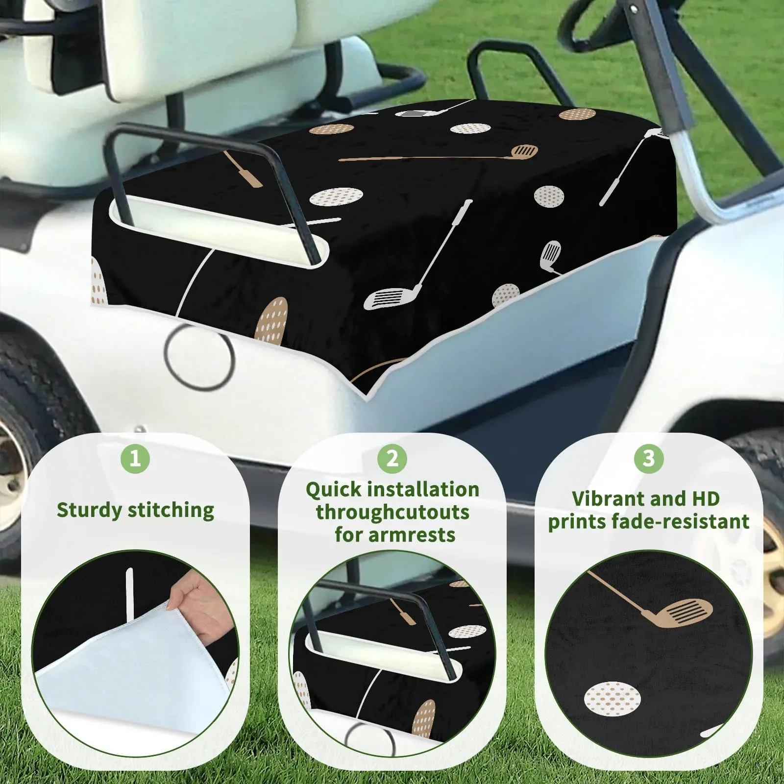 Tiveruda Golf Cart Seat Cover for Double Seats image 3