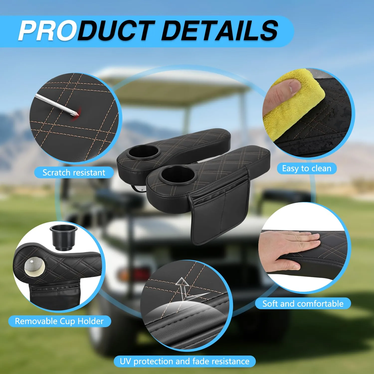 Nilight Cover-2030 Golf Cart Rear Seat Armrests image 3