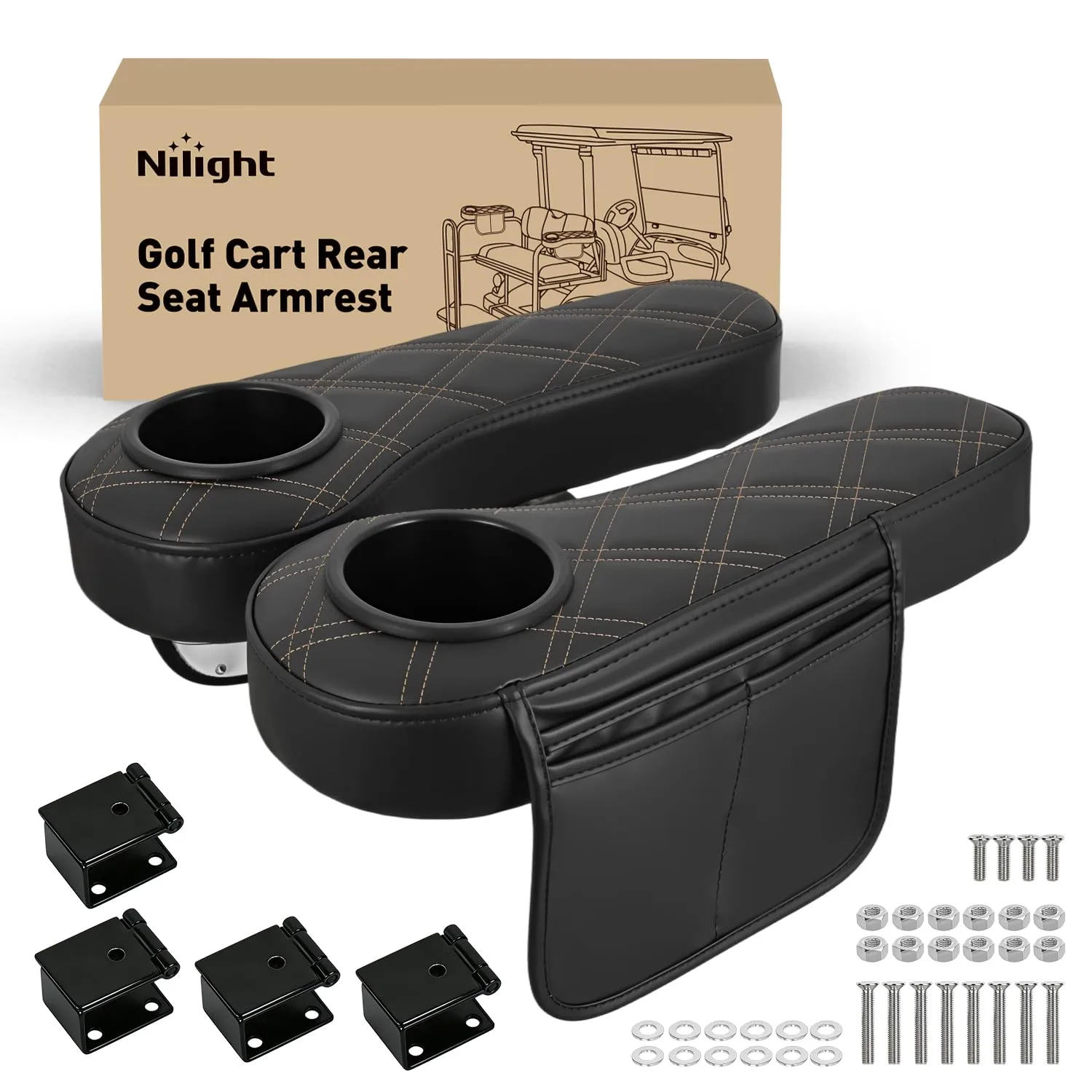 Nilight Cover-2030 Golf Cart Rear Seat Armrests