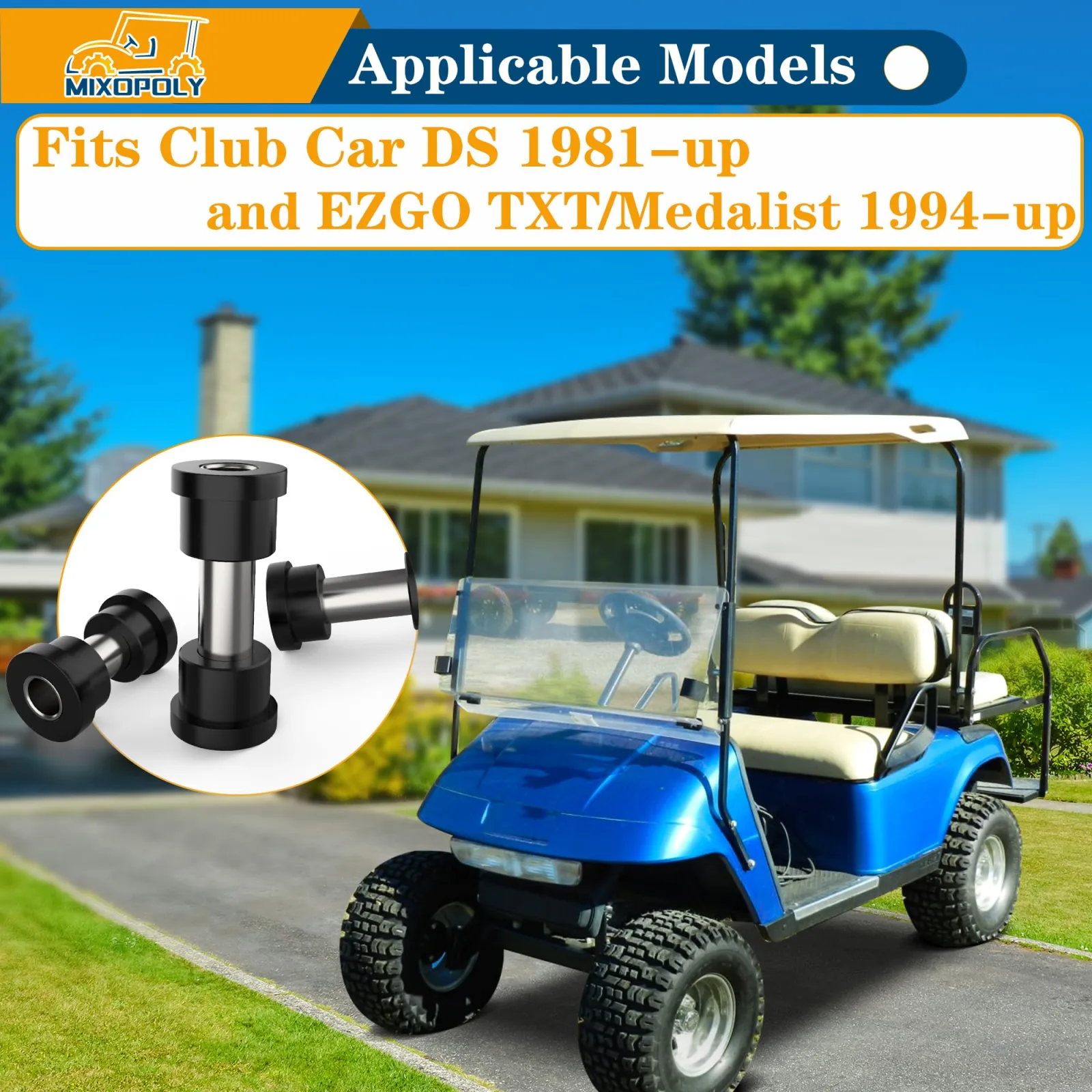 Mixopoly Rear Leaf Spring Bushing Kit for Club Car and E-Z-GO image 3