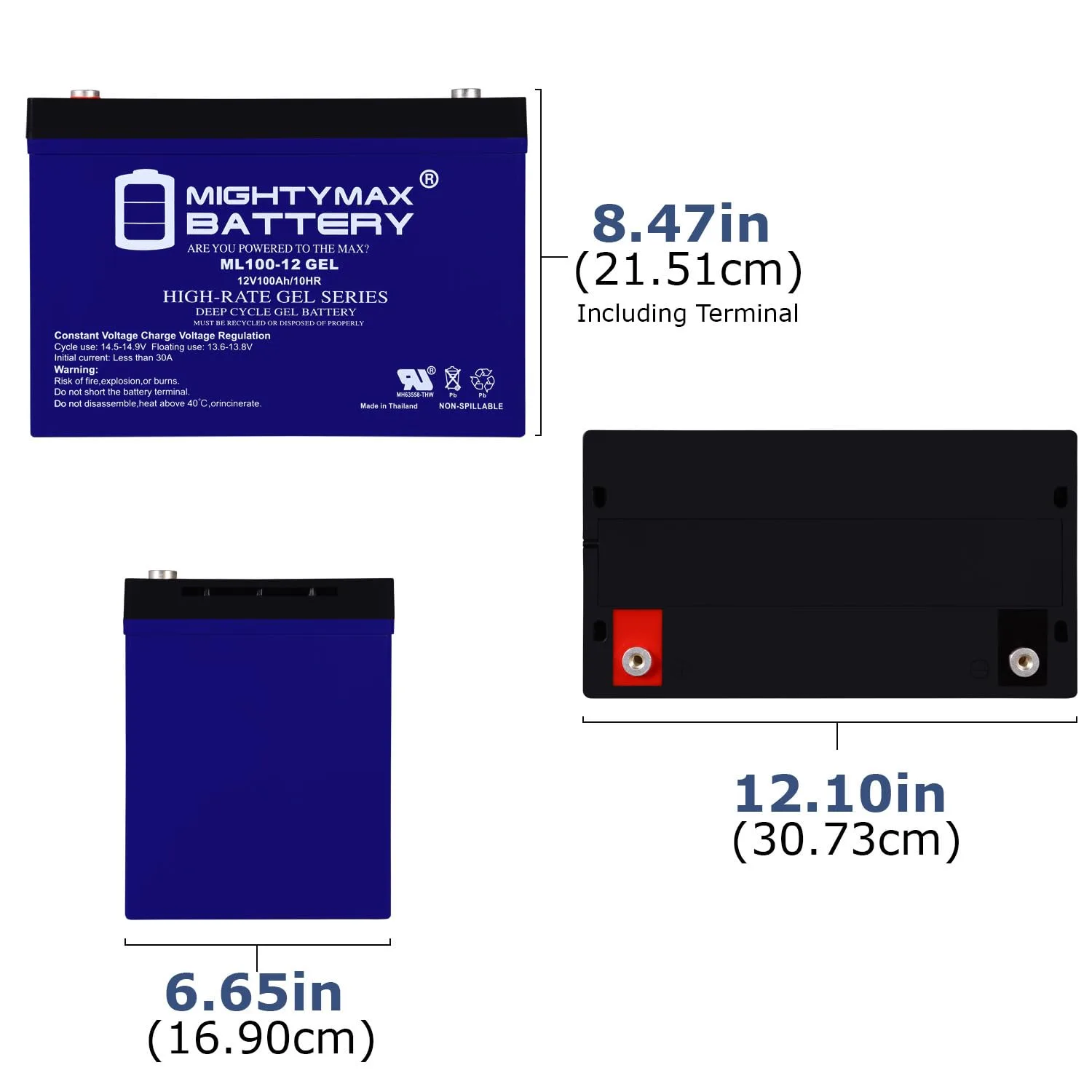 Mighty Max 12V 100Ah GEL Battery for Kaddy E-Caddy image 2