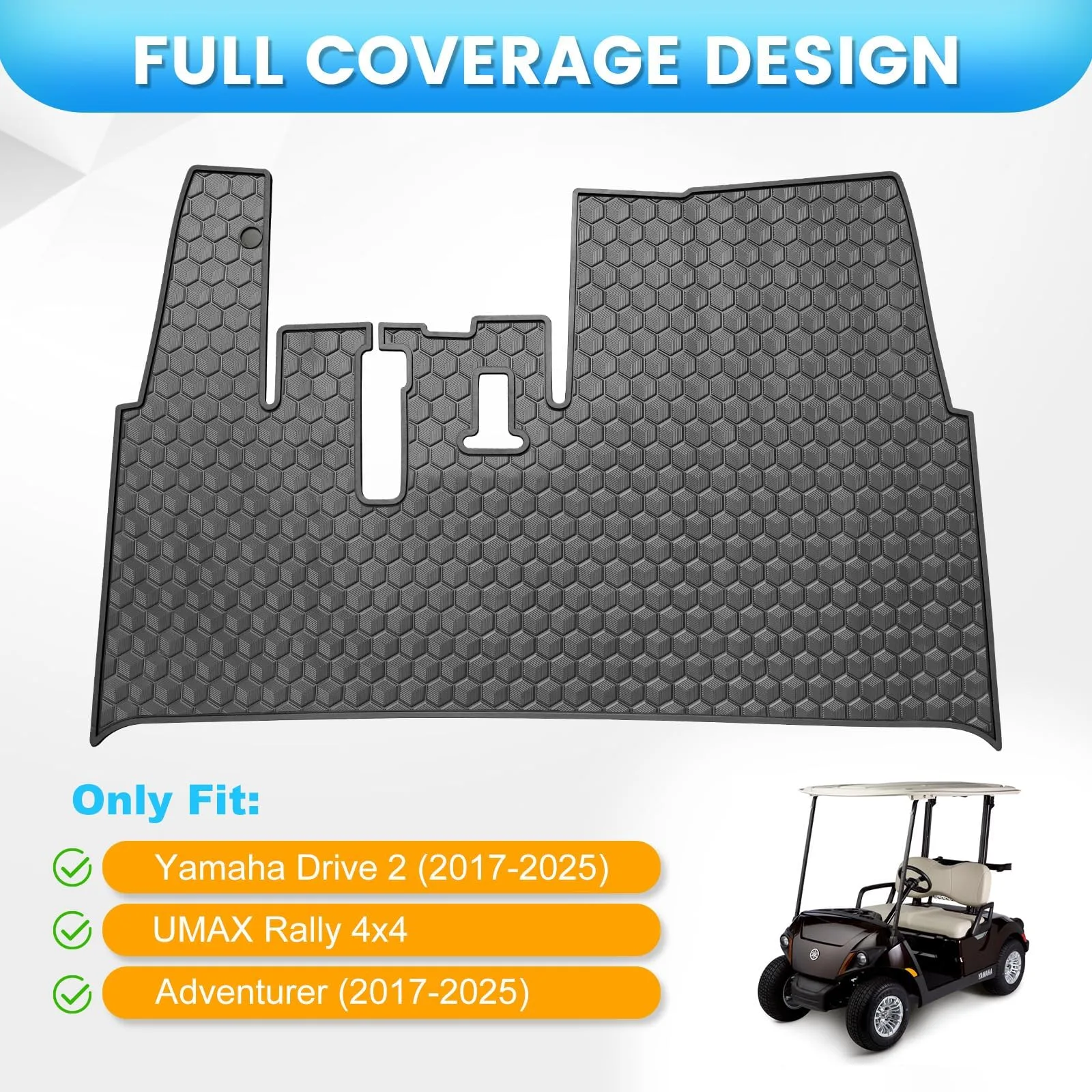iLSKW Full-Coverage Rubber Floor Mat for Yamaha Drive2 (2017–2025) — Black image 2