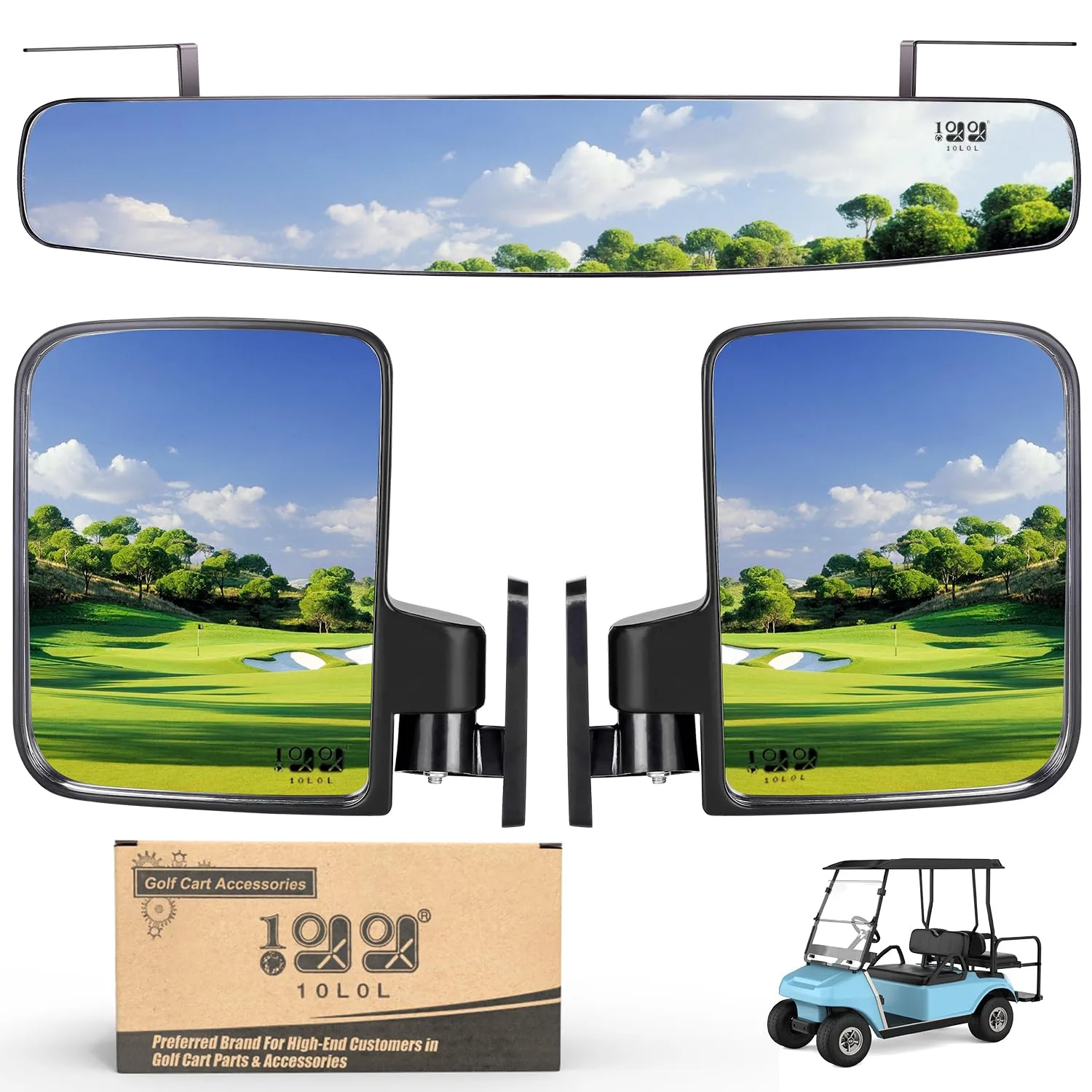 10L0L E002-F28 Golf Cart Side and Rear Mirror Kit