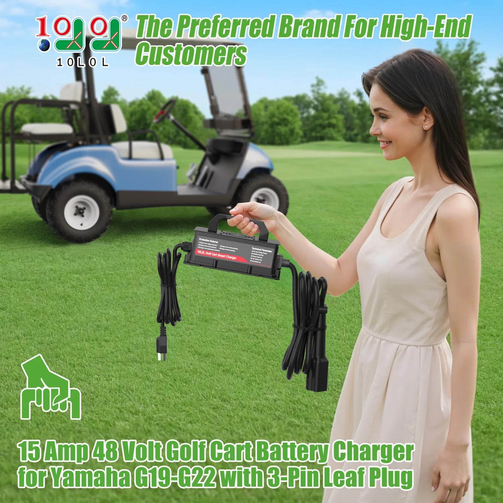 10L0L 48V 15A Charger for Yamaha G19/G22 Golf Carts image 3