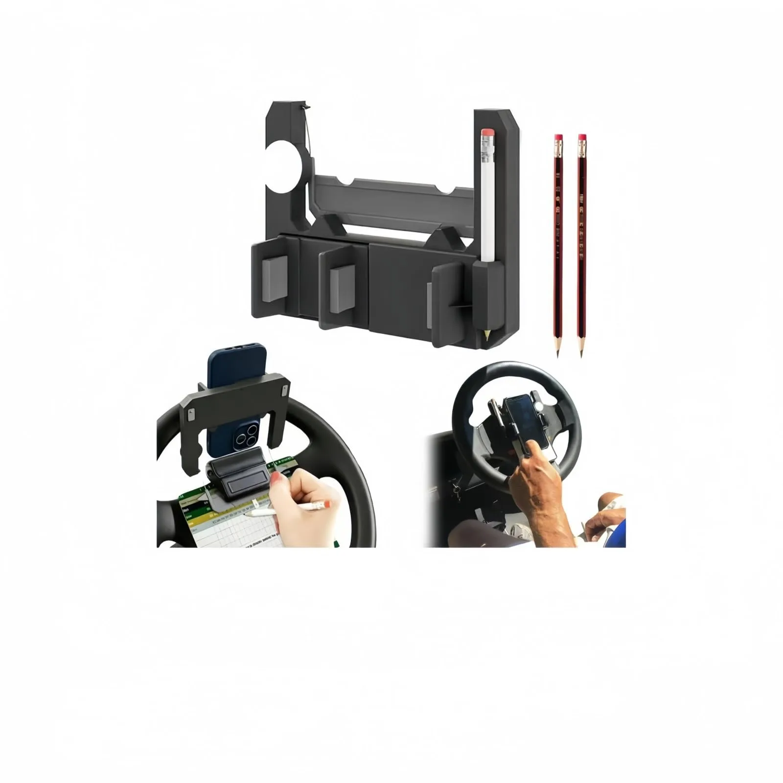Golf Cart Steering Wheel Phone Holder with Scorecard Slot