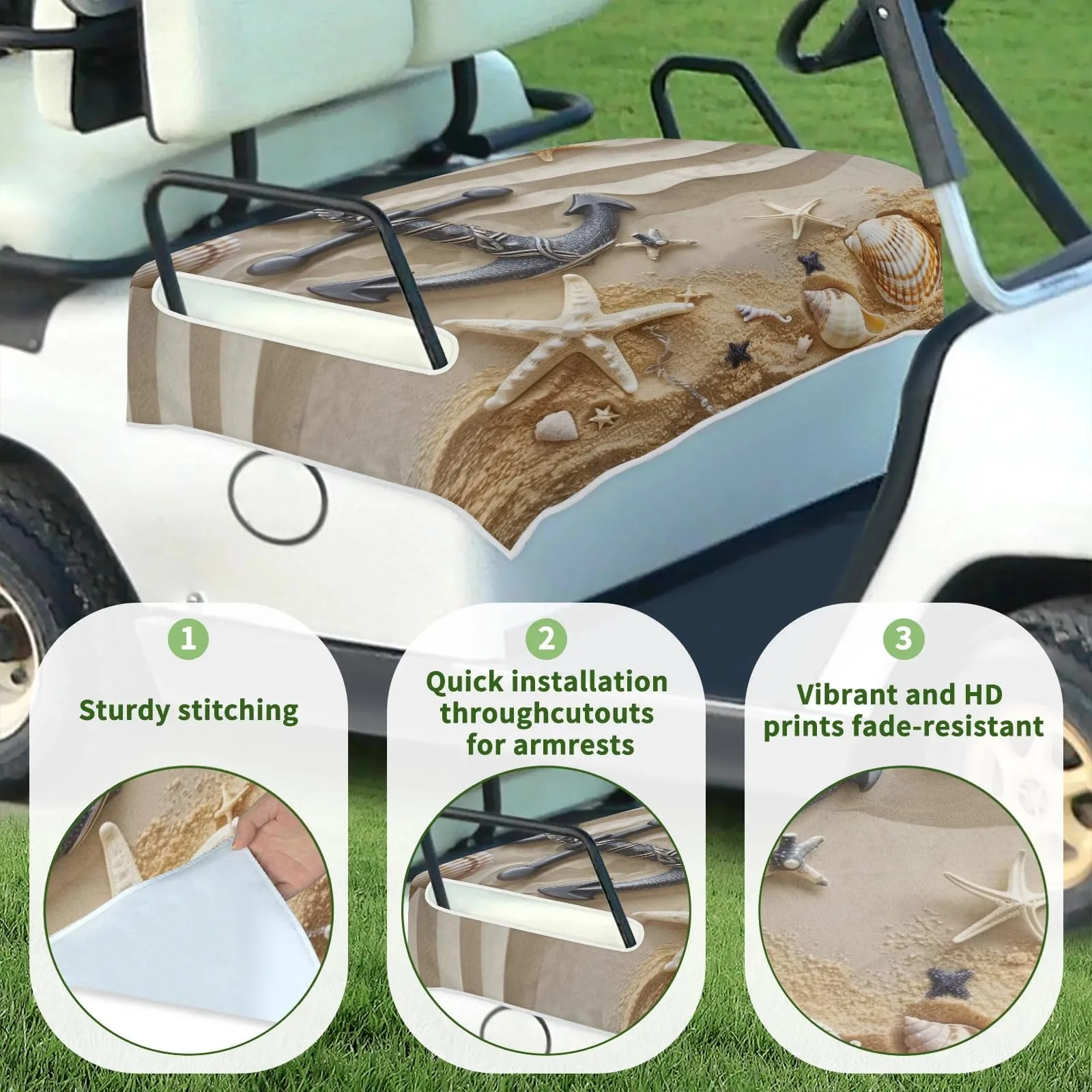 Tiveruda Seashell Starfish Golf Cart Seat Cover image 3